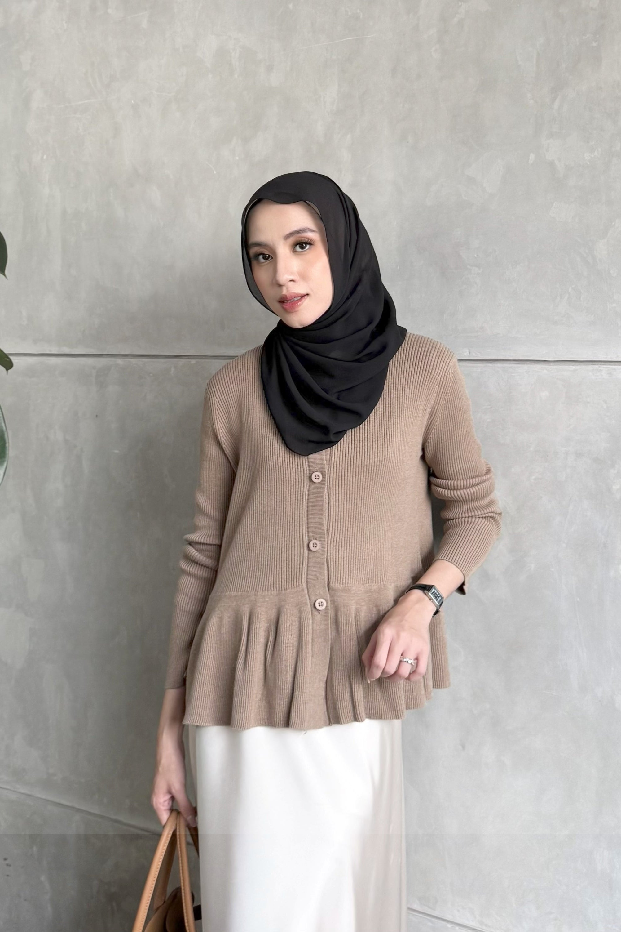 Oene Sweater - Mocca - Atasan Wanita Bahan Cotton Import