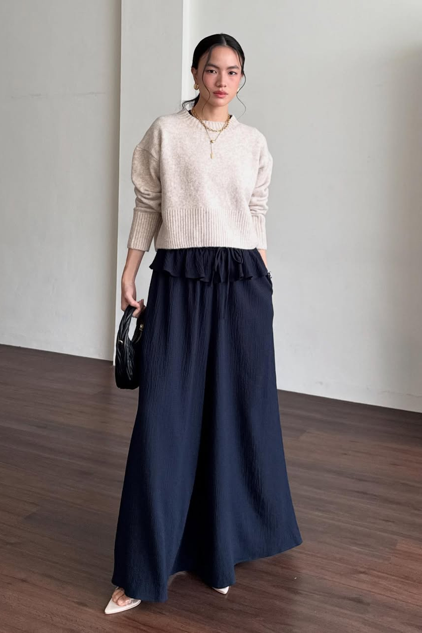 Nari Ruffle Cullote - Cullote Wanita Bahan Crinkle