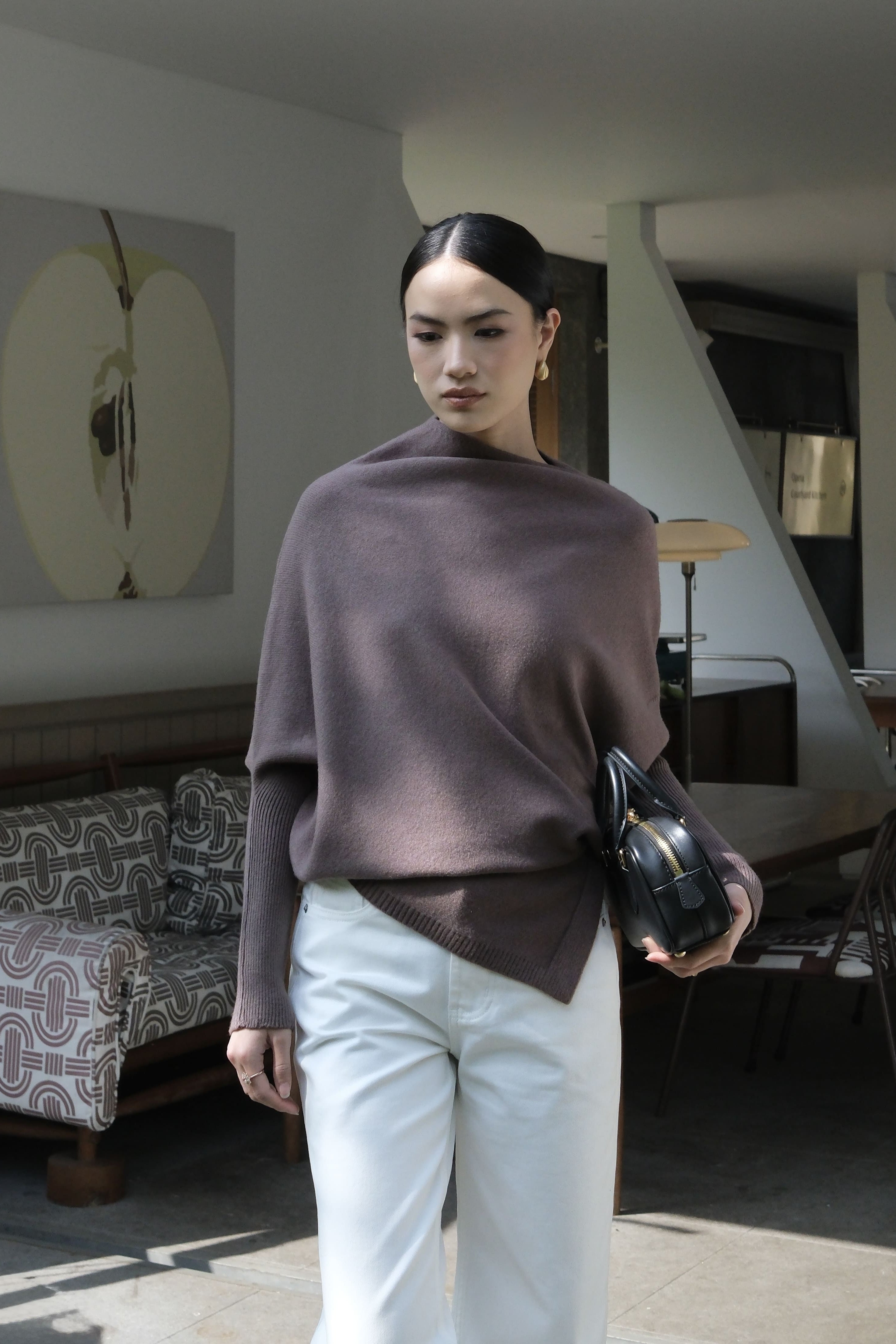 Slit Batwing Sweater - Atasan Rajut Wanita Model Elegan & Comfy