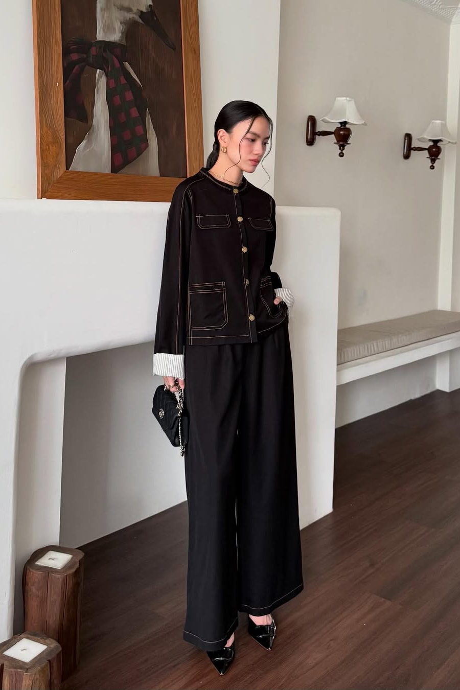 Pocket Denim Set - One Set Wanita Timeless Bahan Denim Import