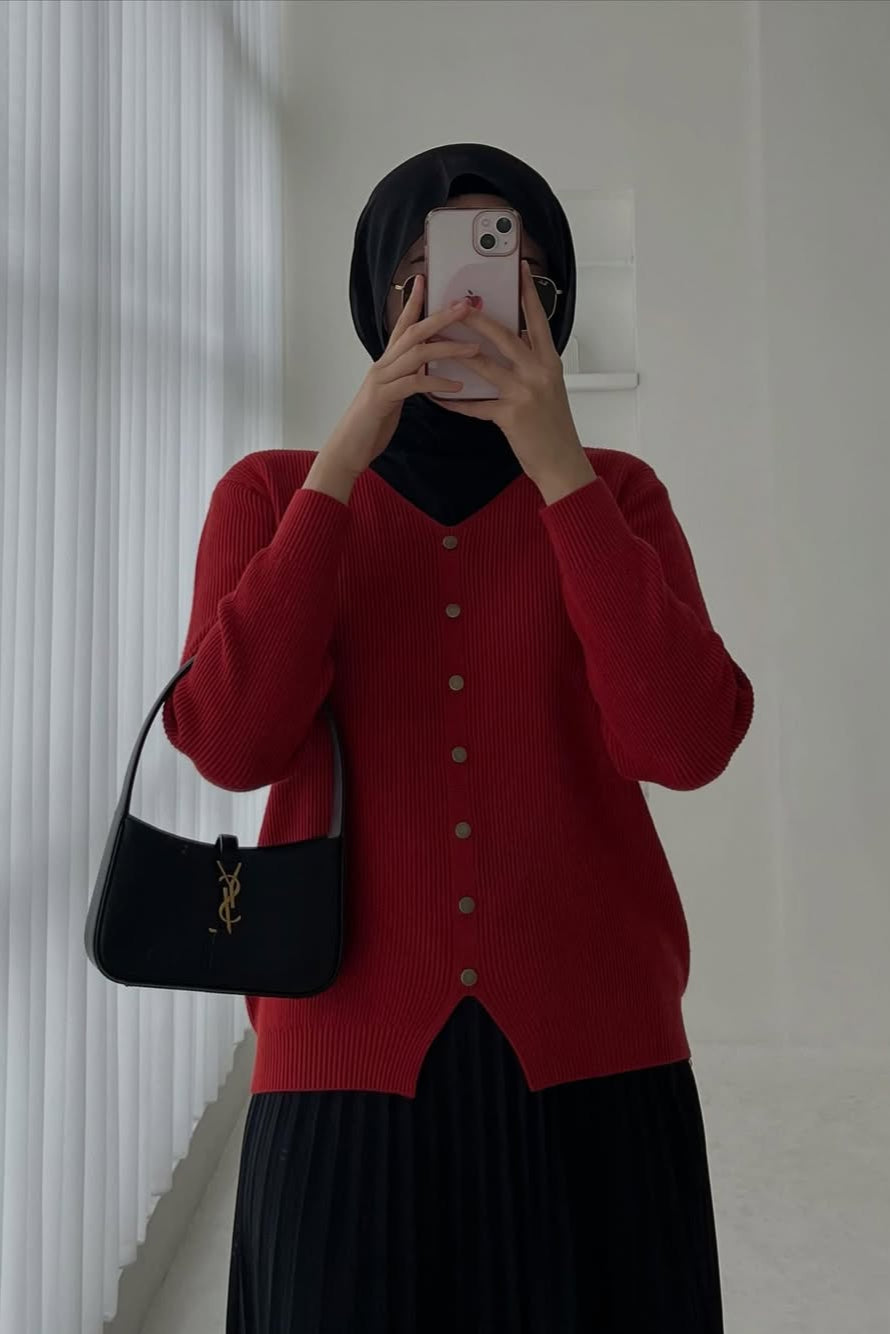 Chaca Sweater - Red - Sweater Wanita Knit Premium Halus