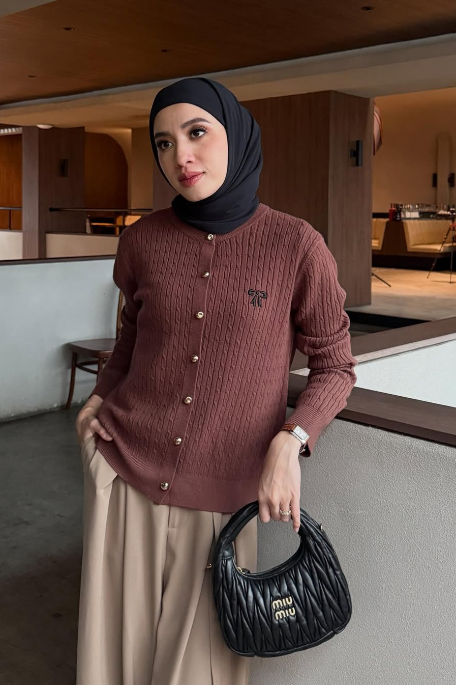 Ribbon Sweater - Sweater Wanita Aksen Pita