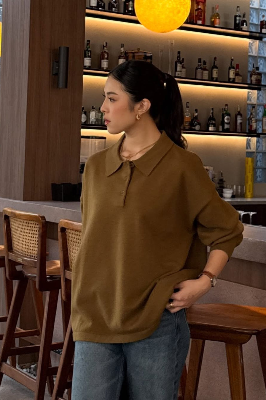 Polo Sweater - Sweater Wanita Bahan Wool Acrylic Premium