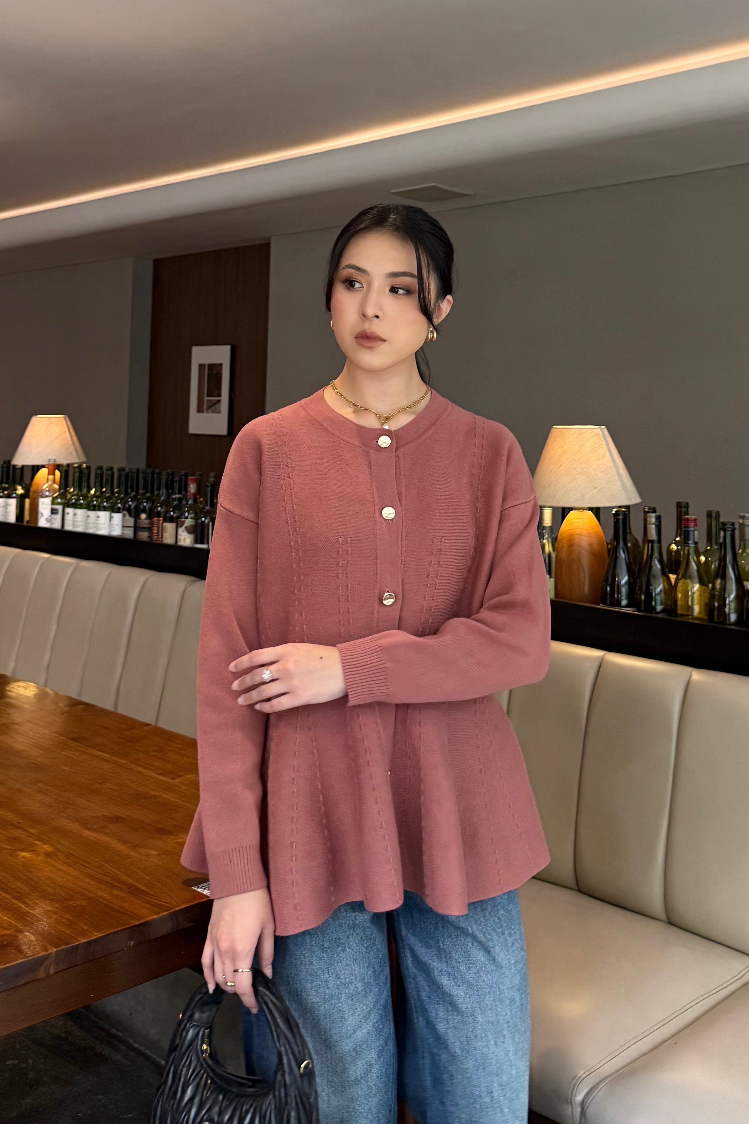 Cheer Cardy - Atasan Wanita Bahan Knit Full Kancing