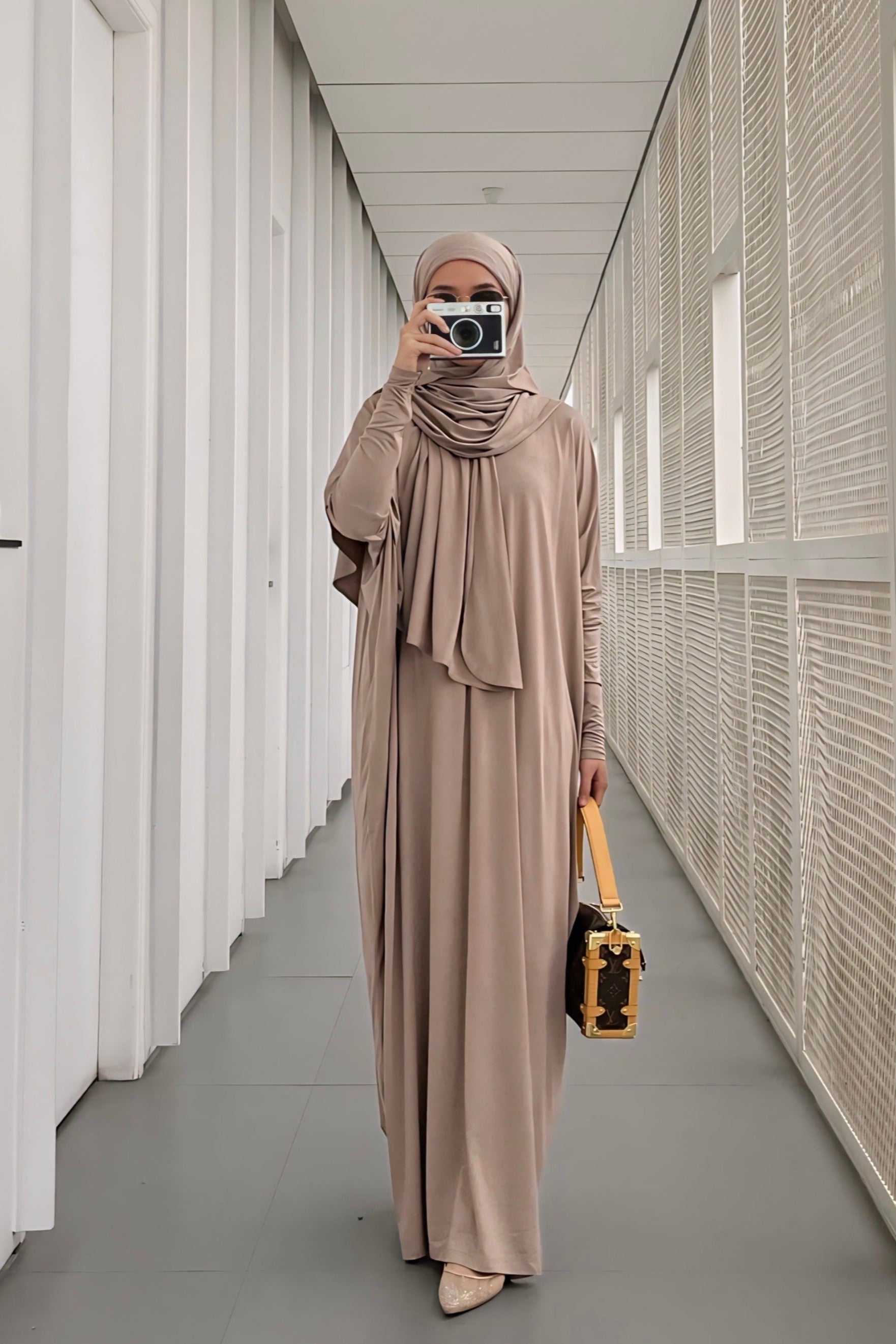 Batwing Plain Set - One Set Hijab Pasmina dan Dress Wanita