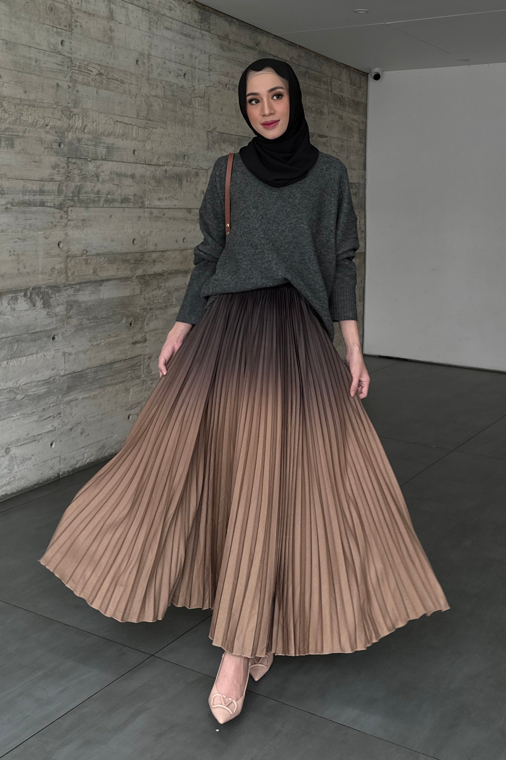 Atala Skirt - Rok Plisket Maxi Motif Gradasi