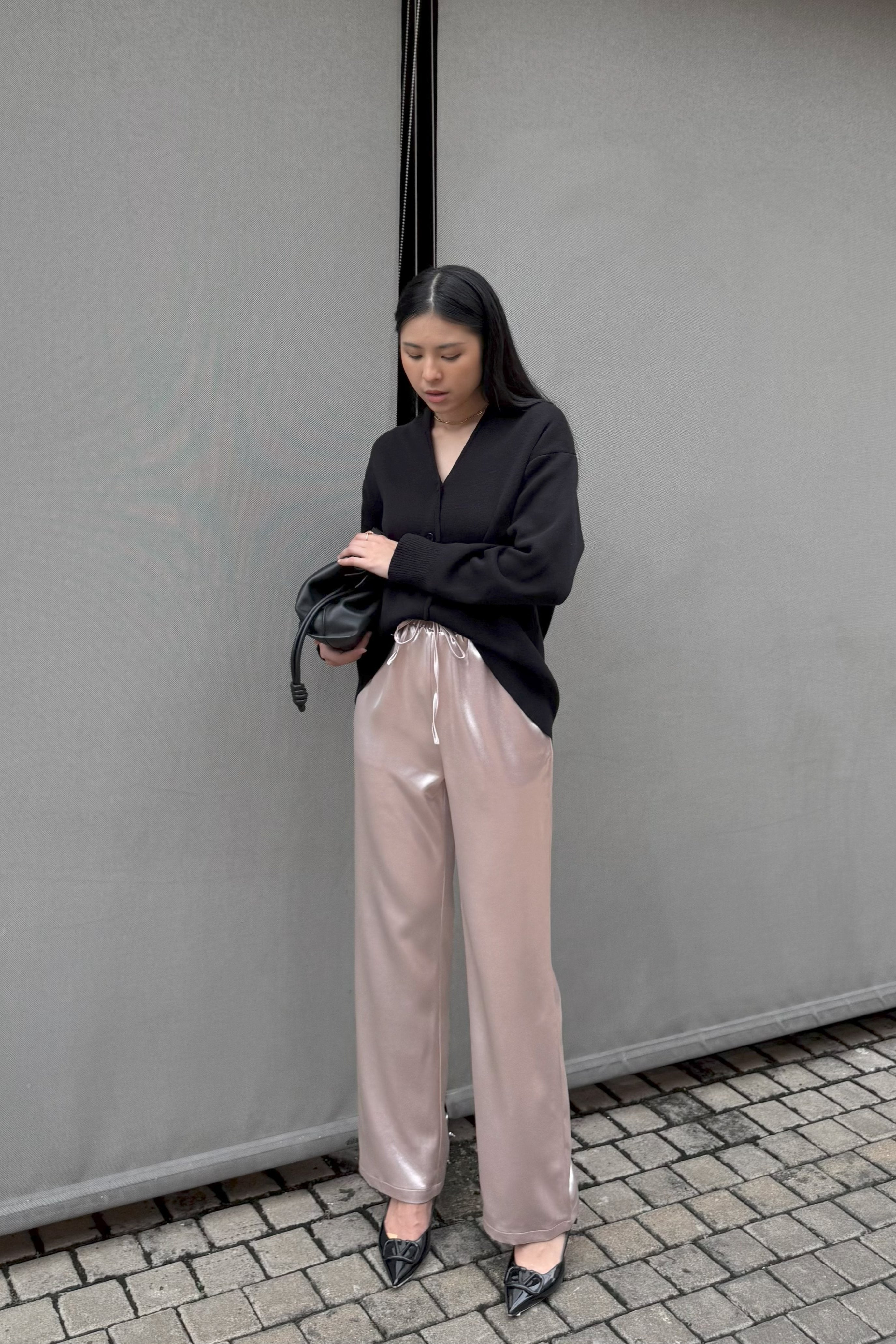 Straight Saten Pants - Bawahan Wanita Bahan Saten Premium Import