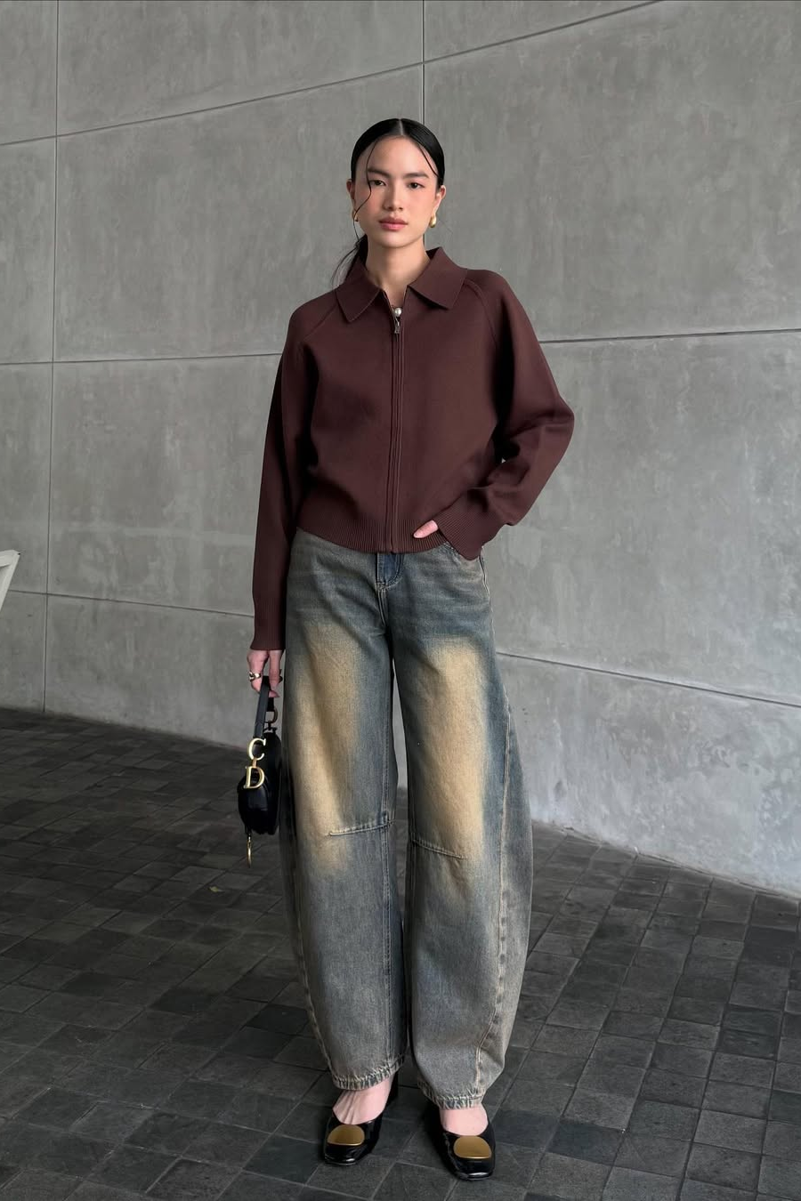 Barrel Pants Jeans - Celana Wanita Bahan Denim Premium