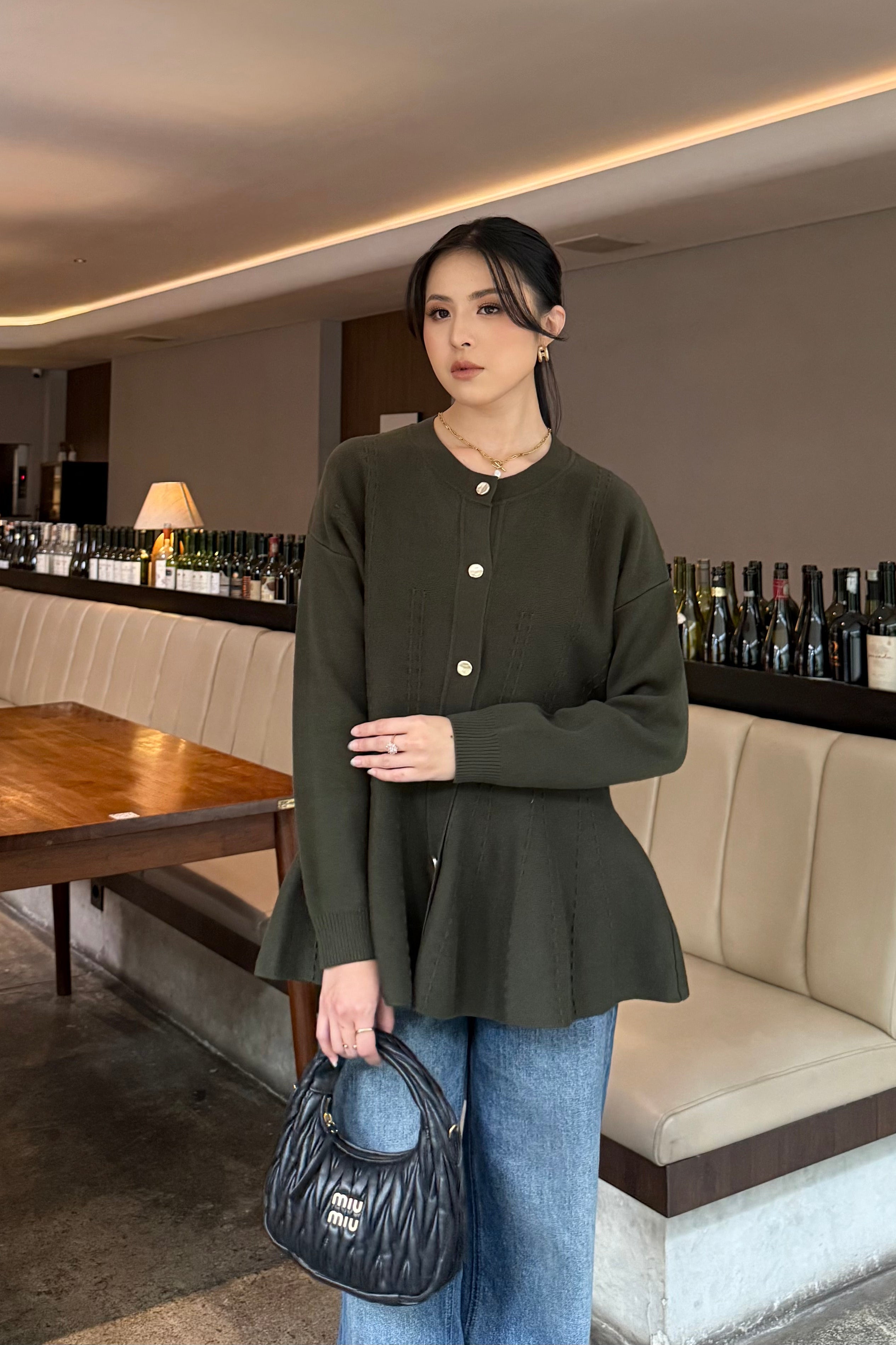 Cheer Cardy - Atasan Wanita Bahan Knit Full Kancing