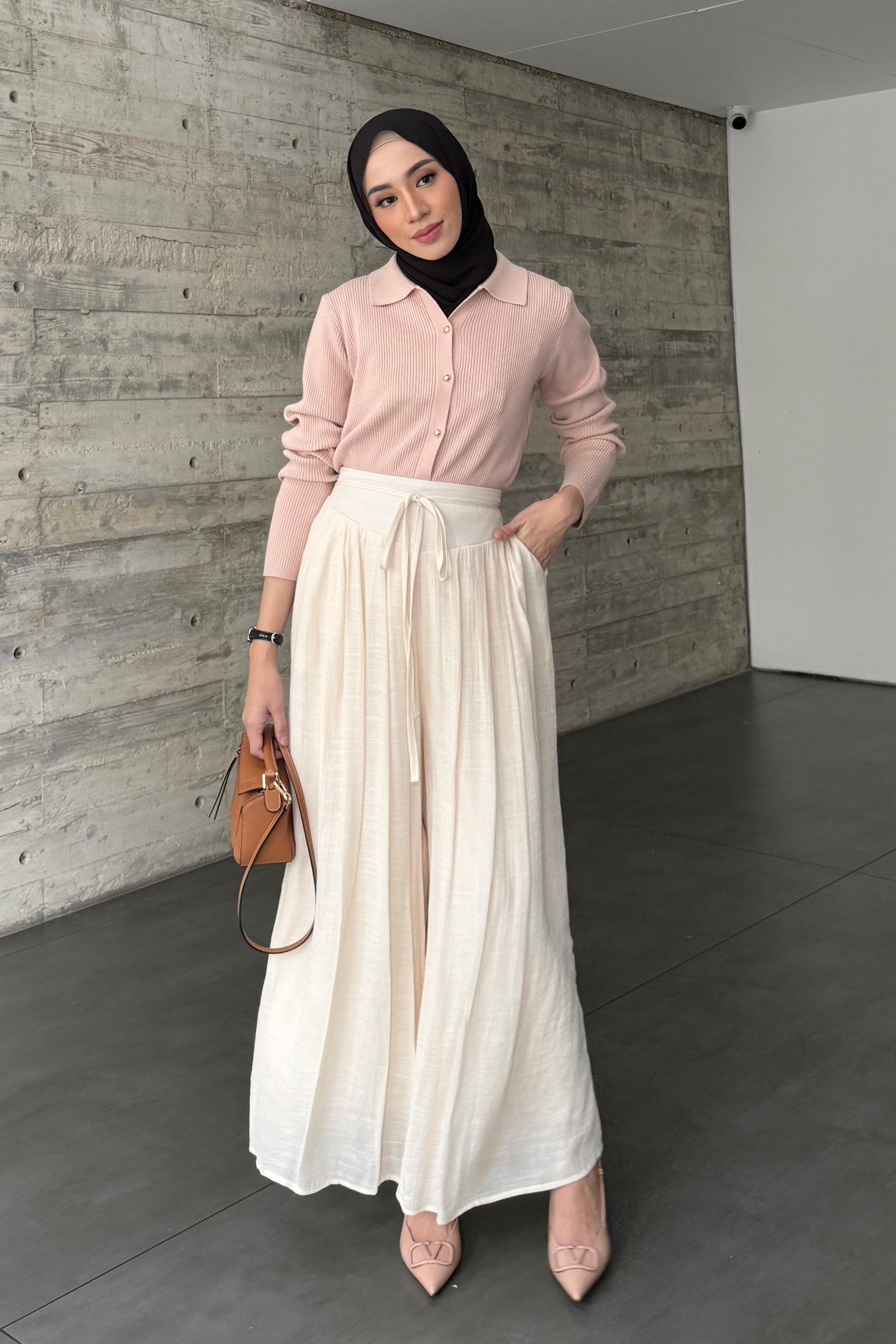 Thai Cullote - Broken White - Bawahan Wanita Bahan soft Crinkle