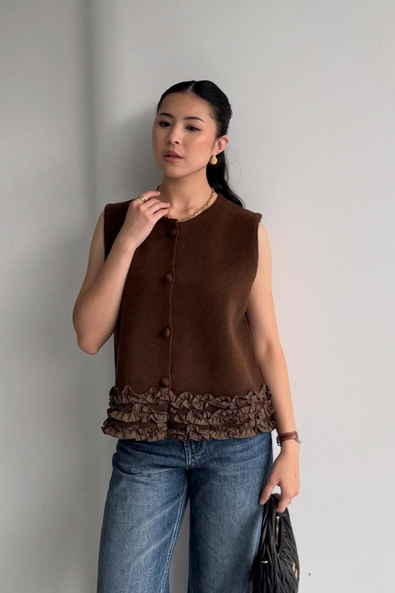 Megan Vest - Rompi Rajut Wanita Bahan Knit Premium