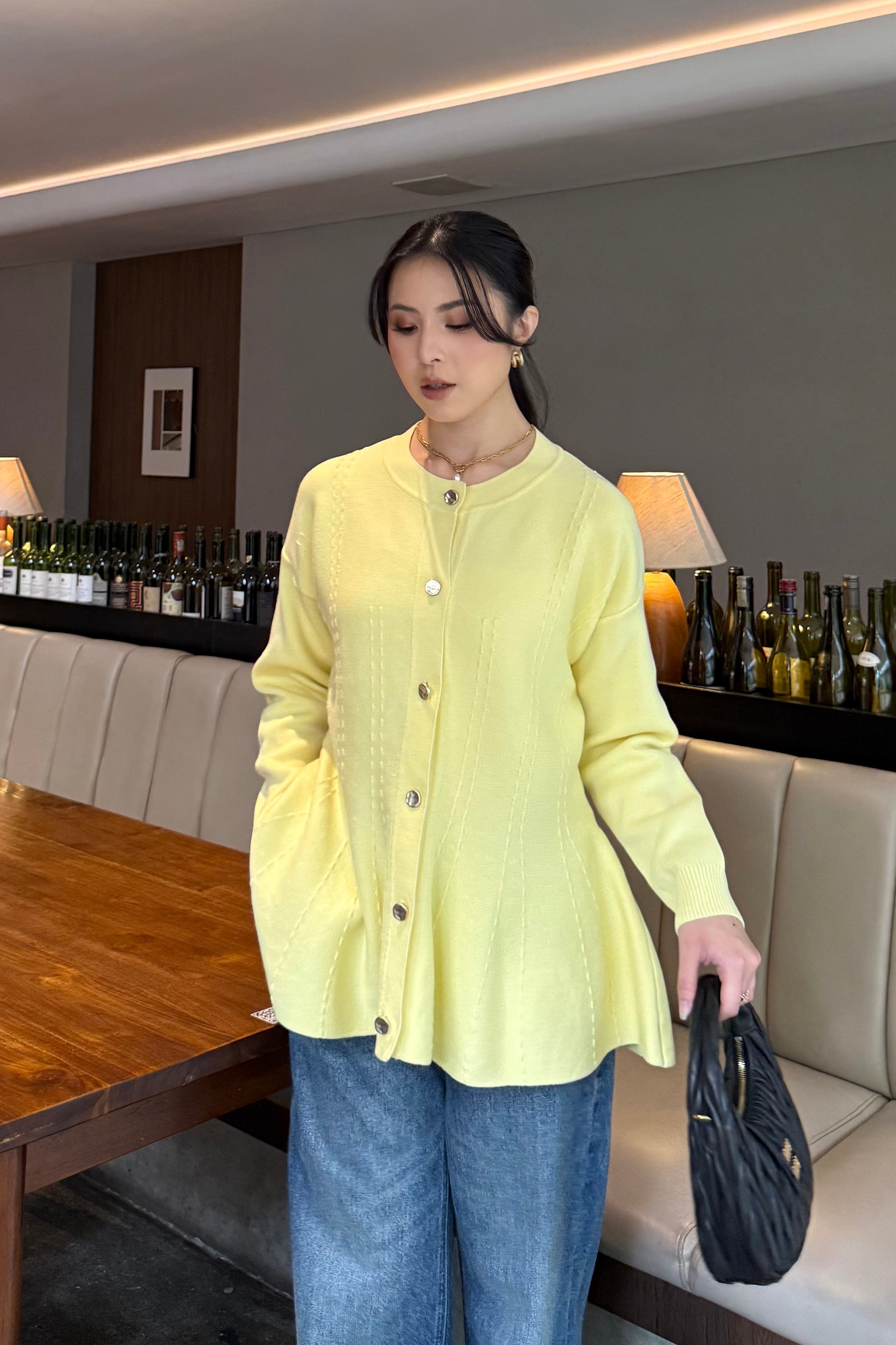 Cheer Cardy - Atasan Wanita Bahan Knit Full Kancing