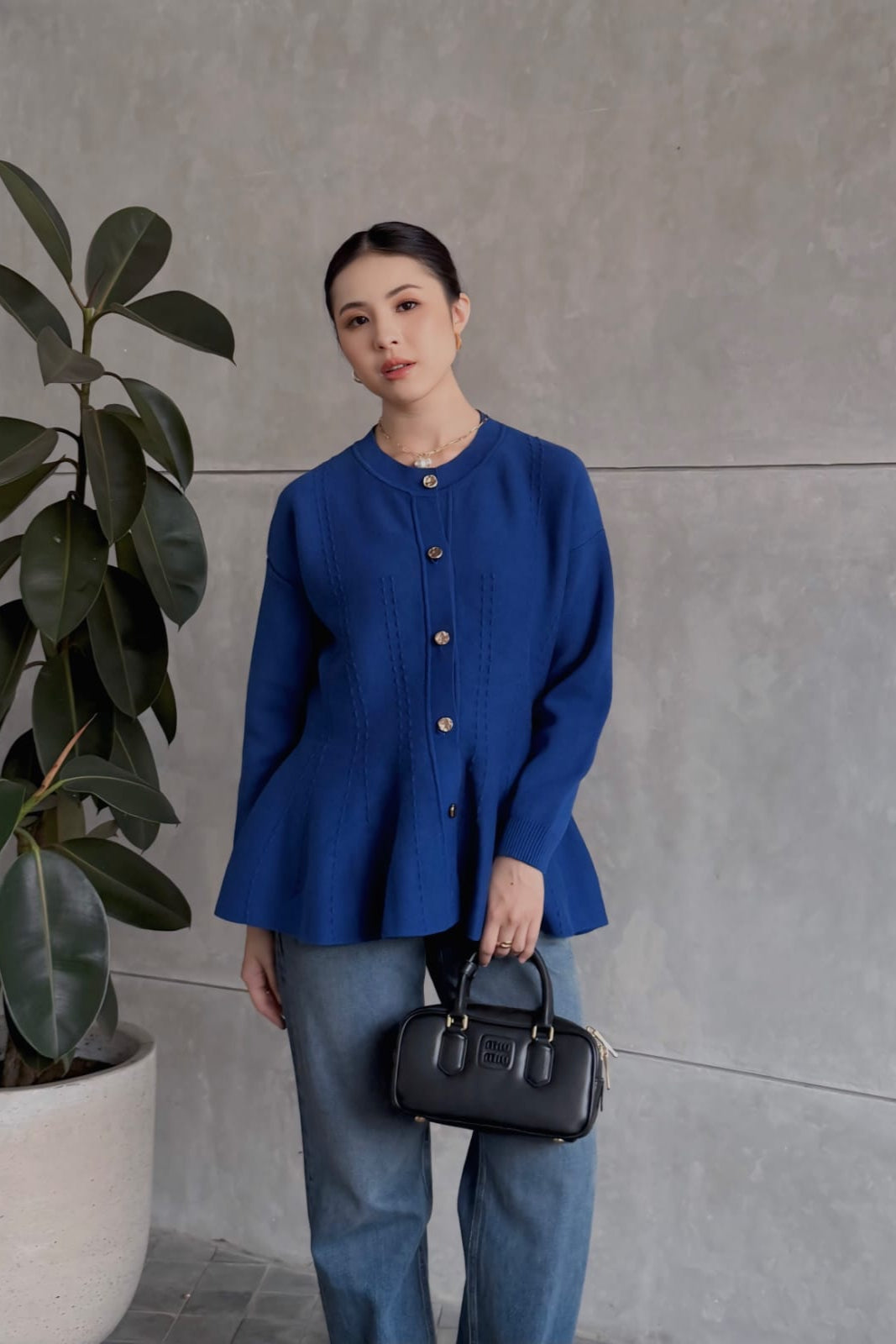 Cheer Cardy - Atasan Wanita Bahan Knit Full Kancing