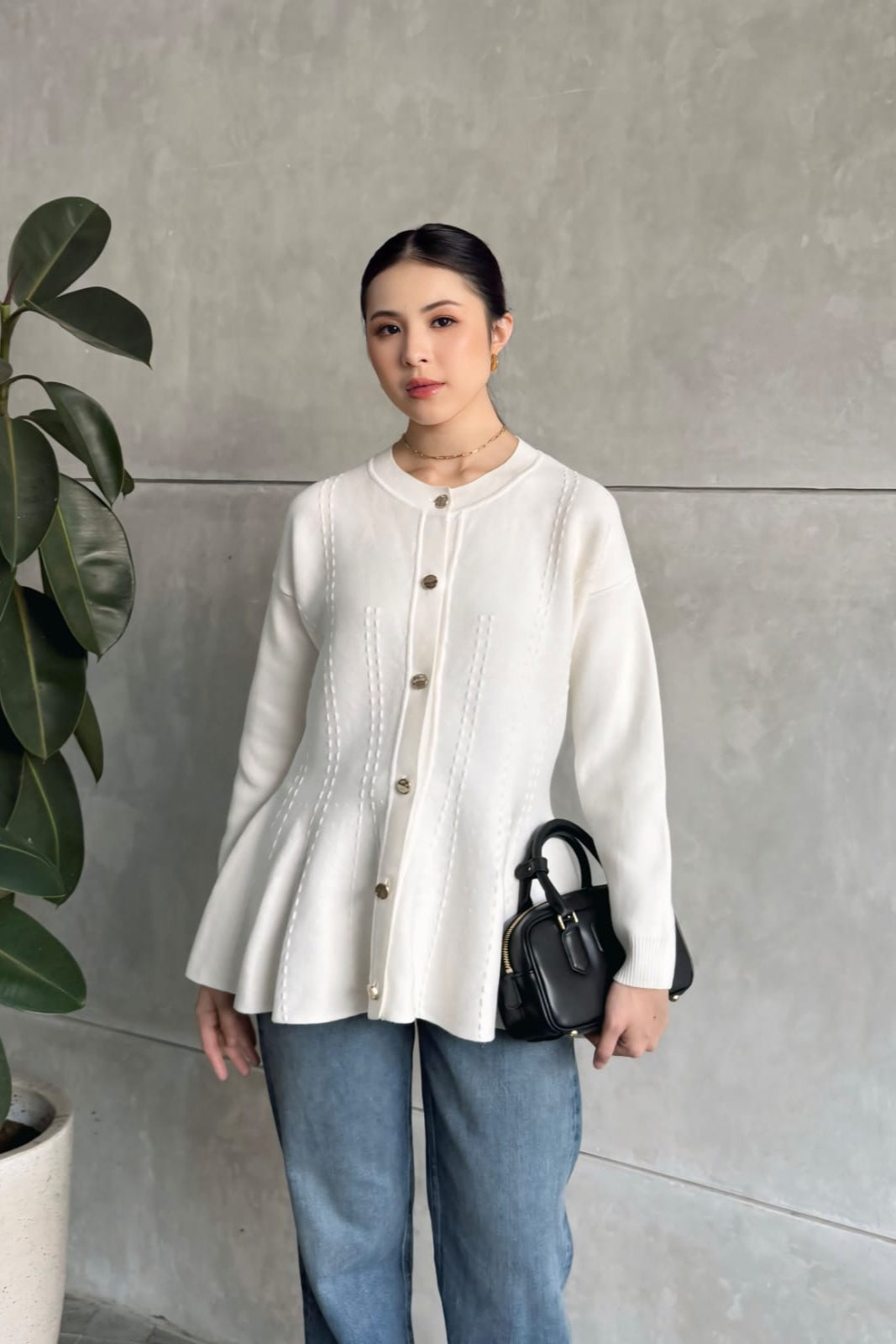 Cheer Cardy - Atasan Wanita Bahan Knit Full Kancing