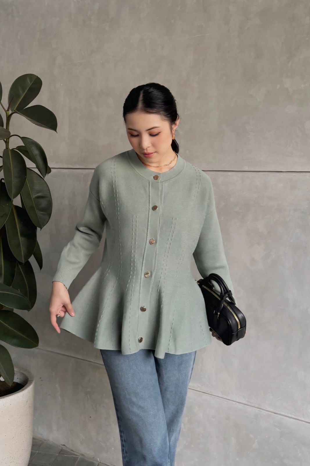 Cheer Cardy - Atasan Wanita Bahan Knit Full Kancing