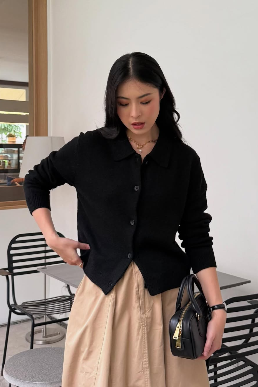 Gape Sweater - Sweater Wanita Berkancing Bahan Cashmere Wool Blend