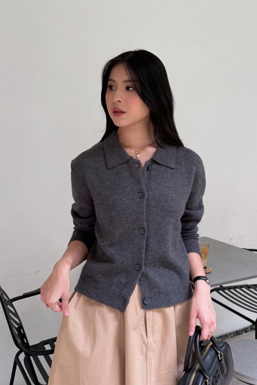 Gape Sweater - Sweater Wanita Berkancing Bahan Cashmere Wool Blend