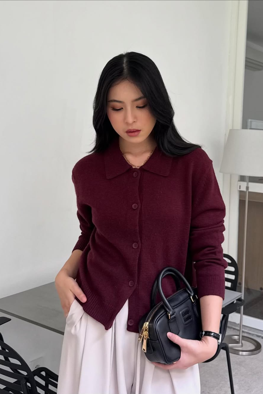 Gape Sweater - Sweater Wanita Berkancing Bahan Cashmere Wool Blend