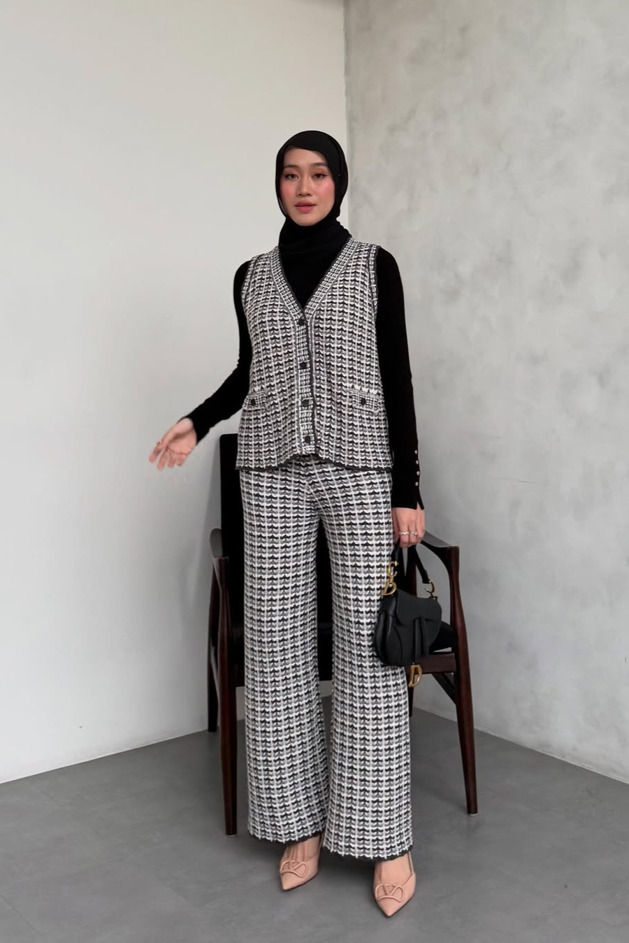 Ara Series - Atasan Bawahan Vest Bahan Cotton Knit Premium