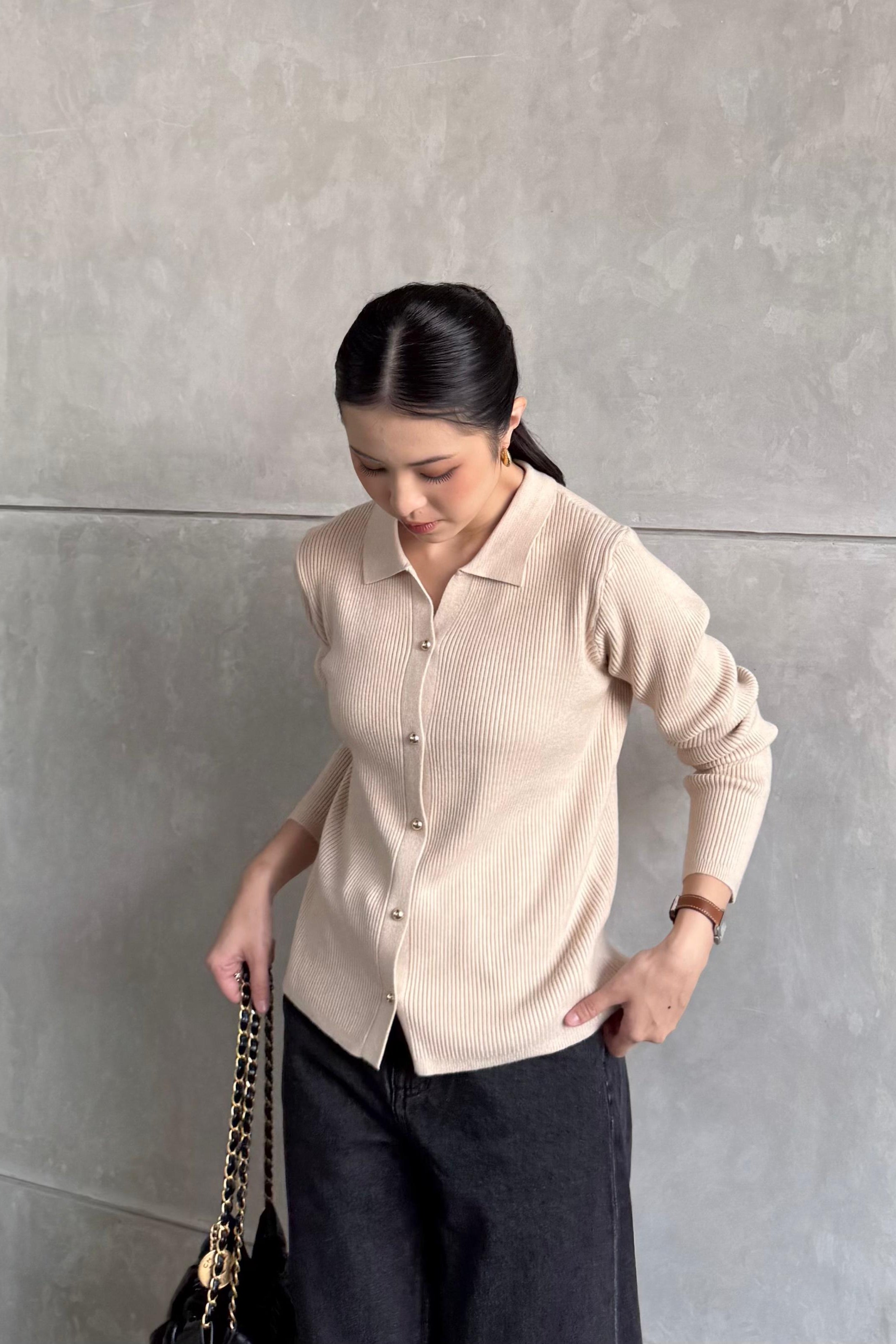 Yure Sweater - Ivory - Atasan Wanita Bahan Knit Premium