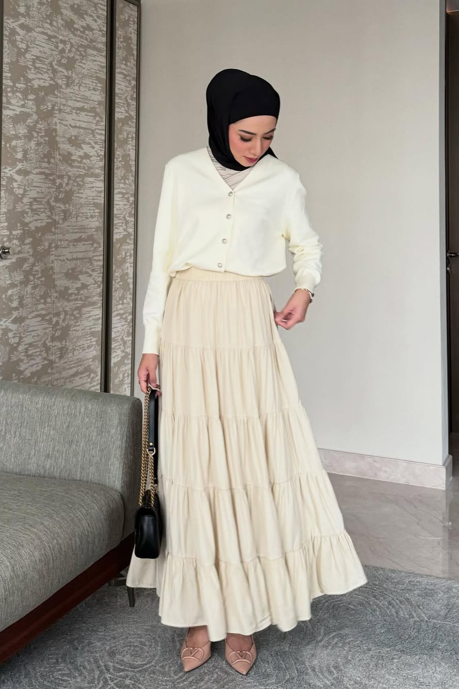 Amara Skirt - Rok Rempel Panjang Wanita Full Furing