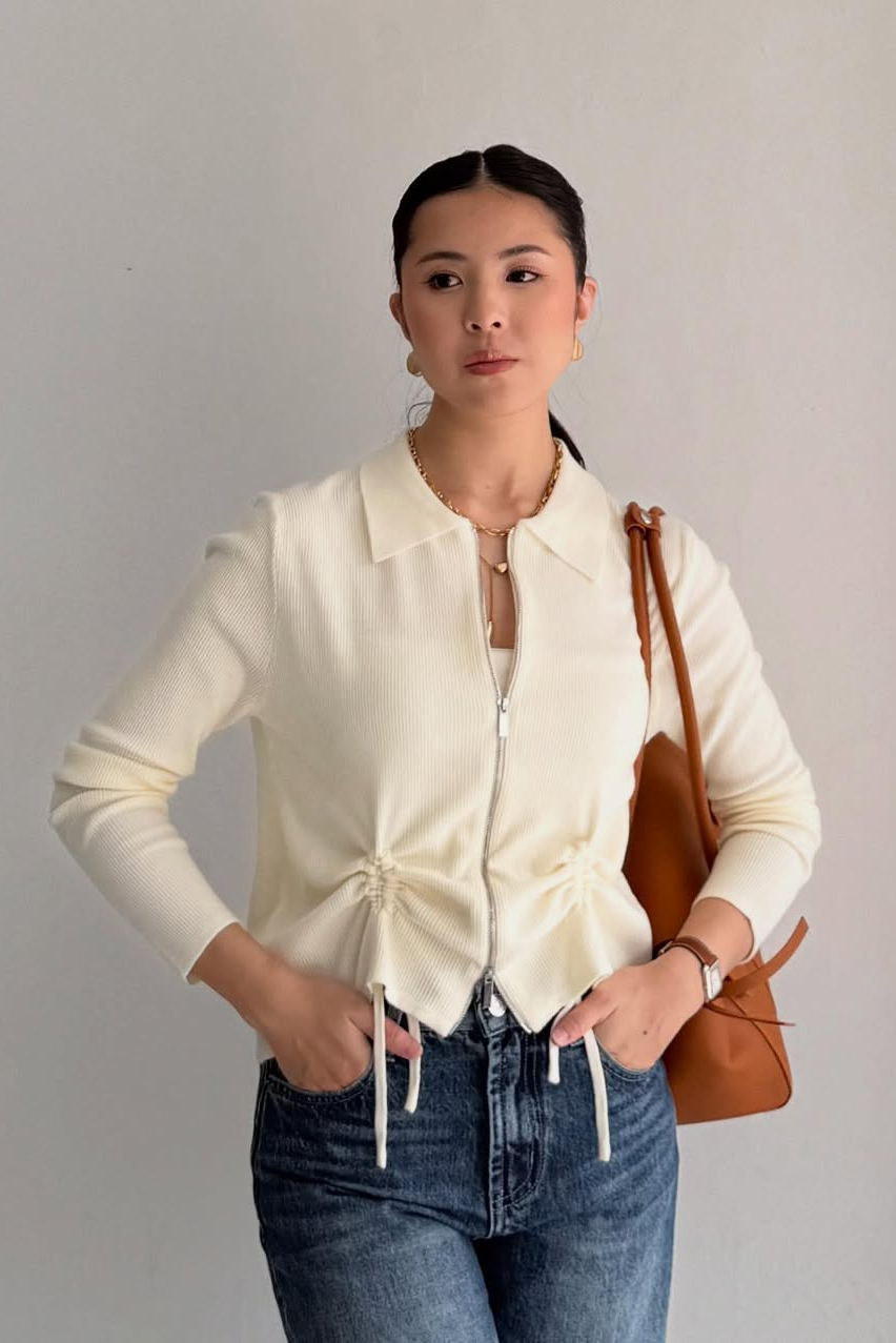 Looren Cardy - Cardigan Wanita Berkerah Stylish Bahan Knit