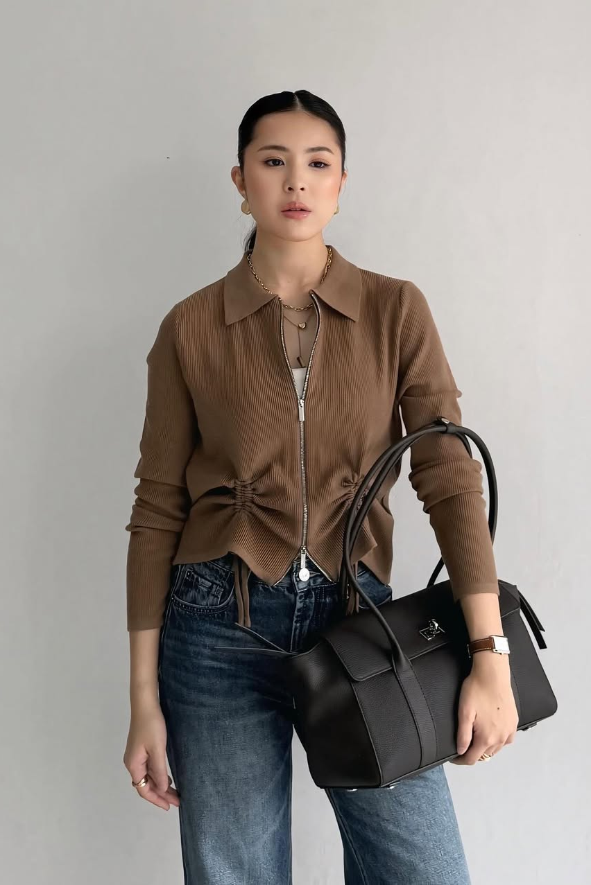 Looren Cardy - Cardigan Wanita Berkerah Stylish Bahan Knit