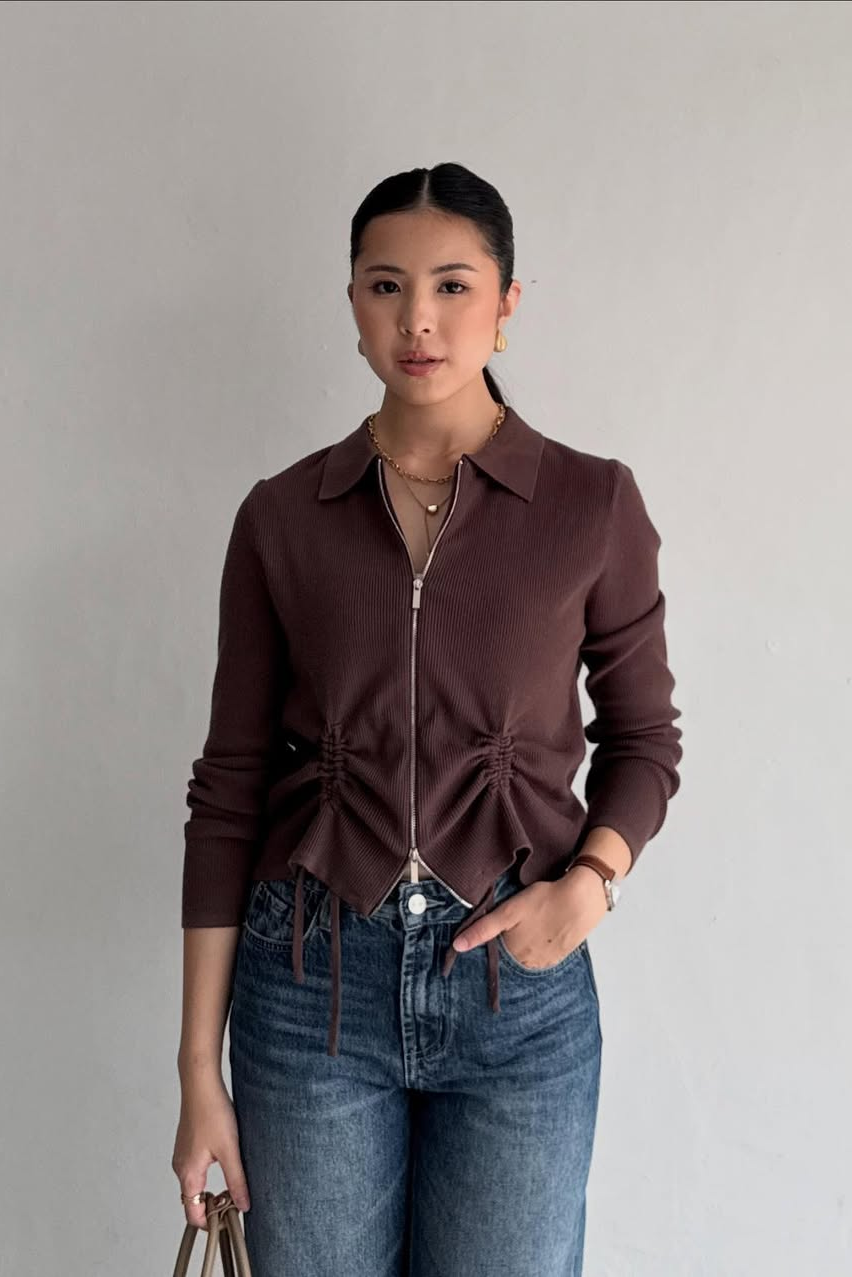 Looren Cardy - Cardigan Wanita Berkerah Stylish Bahan Knit