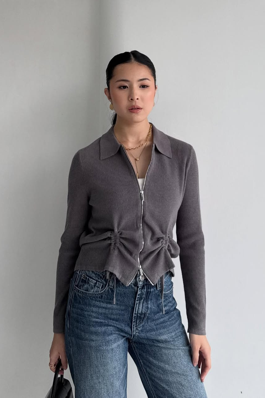 Looren Cardy - Cardigan Wanita Berkerah Stylish Bahan Knit