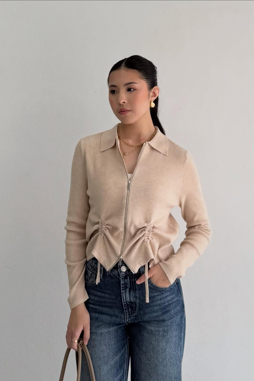 Looren Cardy - Cardigan Wanita Berkerah Stylish Bahan Knit
