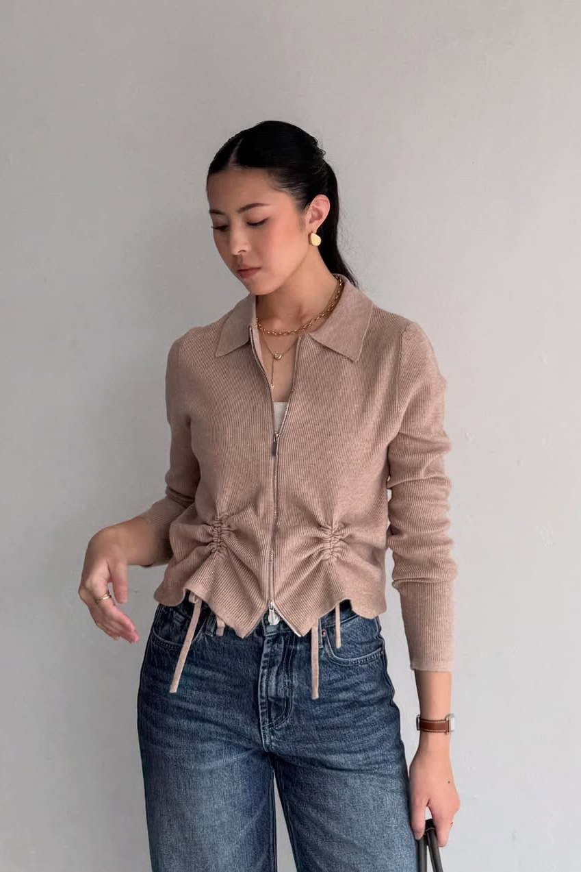 Looren Cardy - Cardigan Wanita Berkerah Stylish Bahan Knit