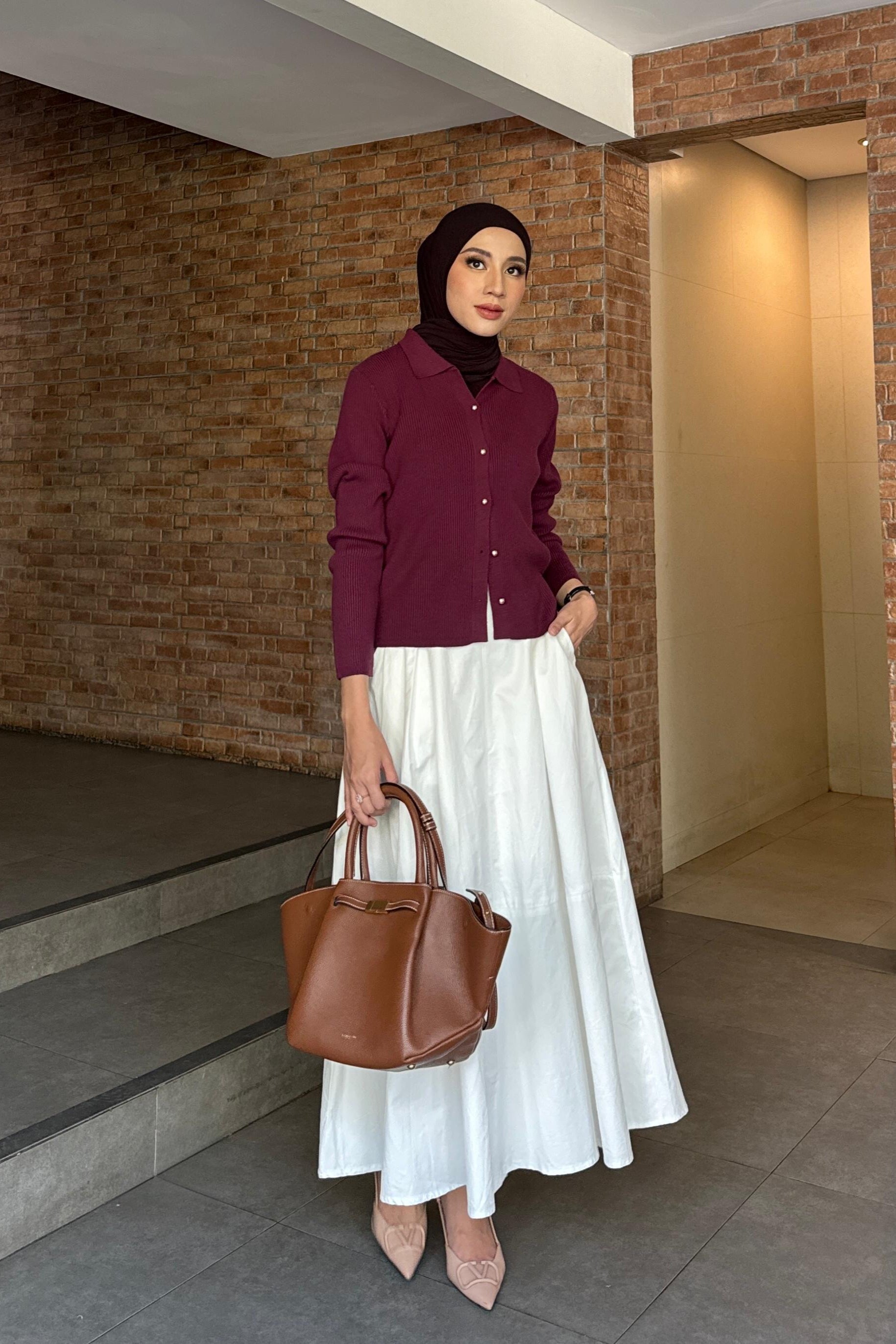 Yure Sweater - Maroon - Atasan Wanita Bahan Knit Premium
