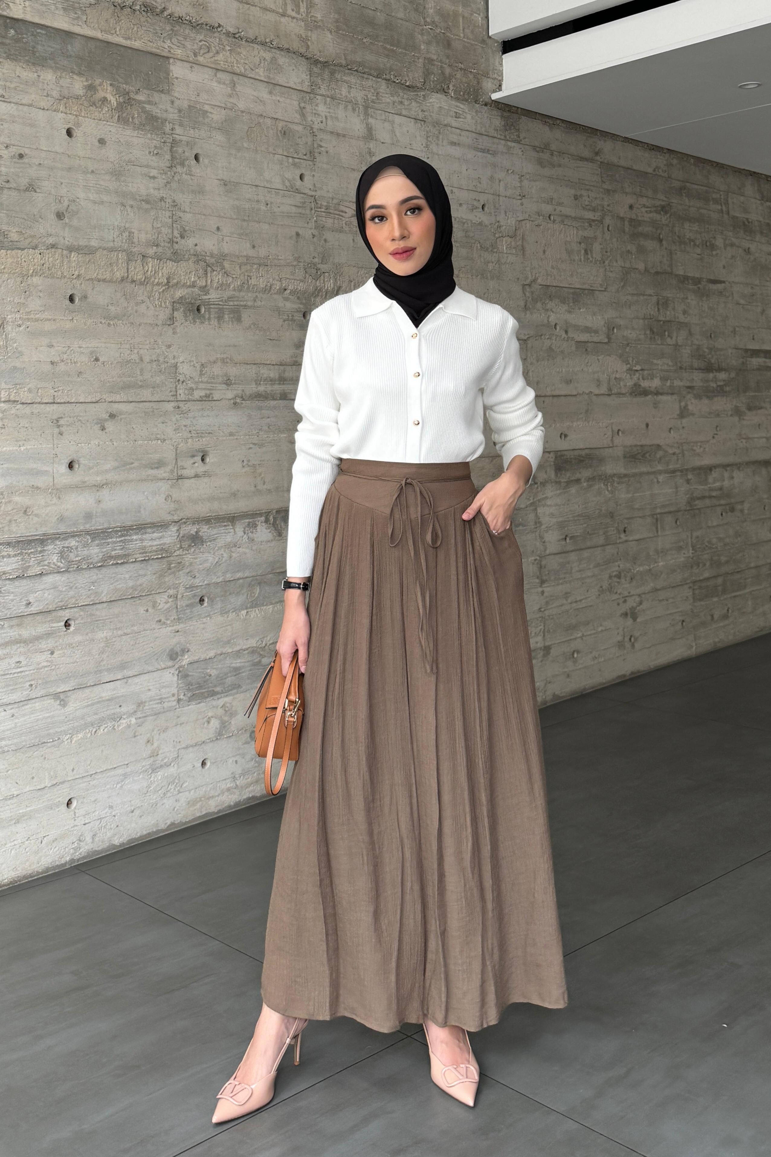 Thai Cullote - Military Olive - Bawahan Wanita Bahan soft Crinkle