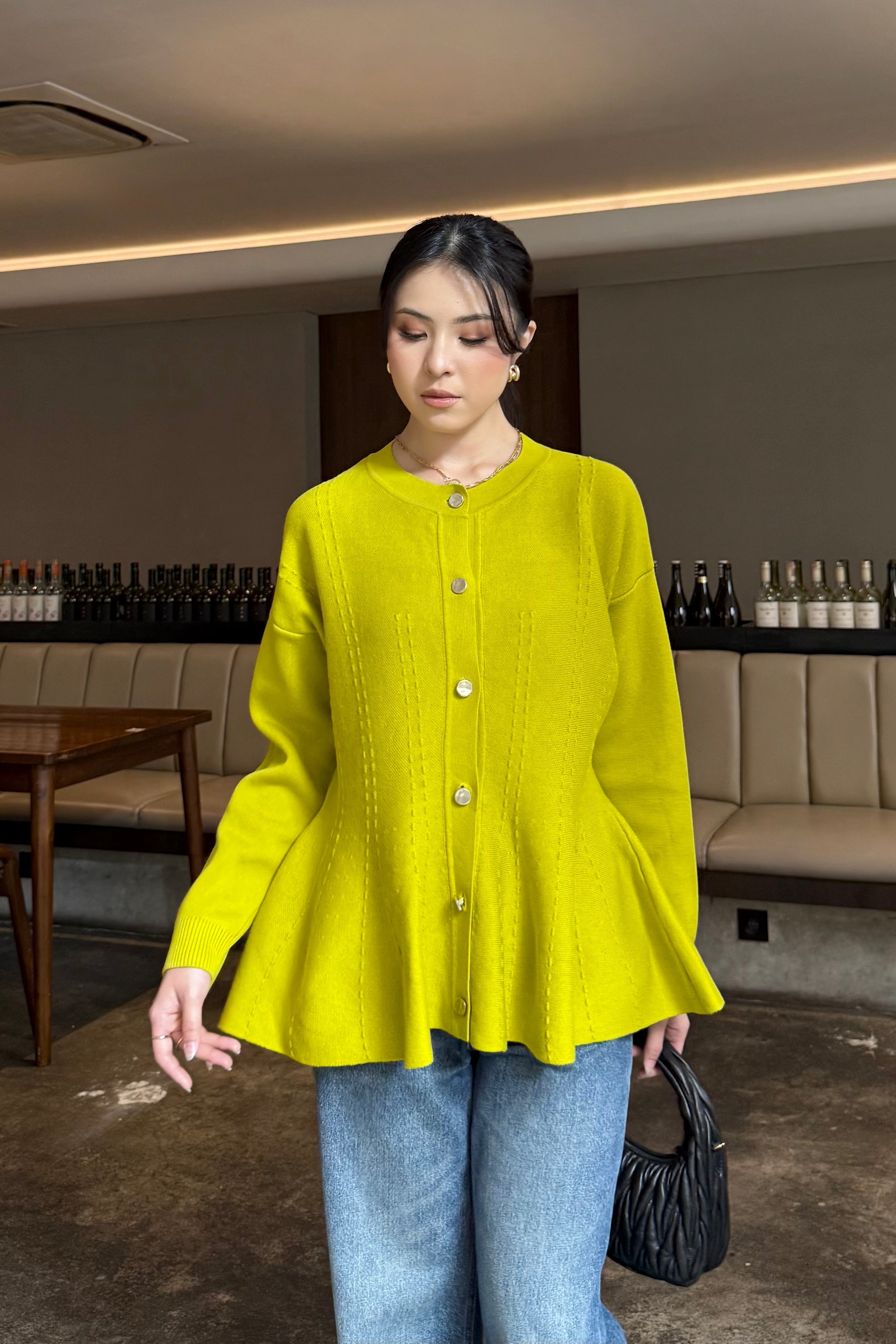 Cheer Cardy - Atasan Wanita Bahan Knit Full Kancing