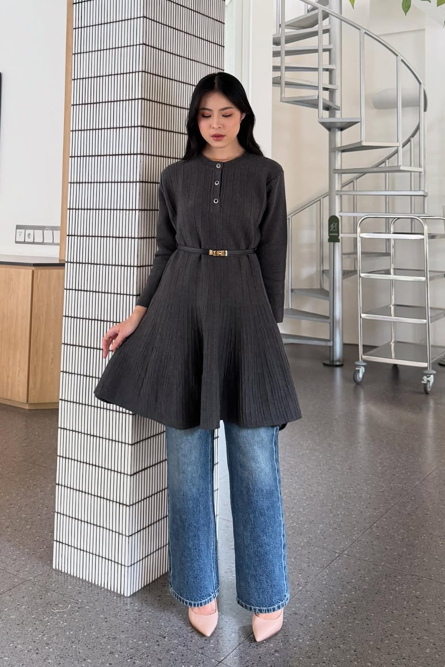 Porse Long Blouse - Blouse Lengan Panjang Wanita Bahan Cotton Knit