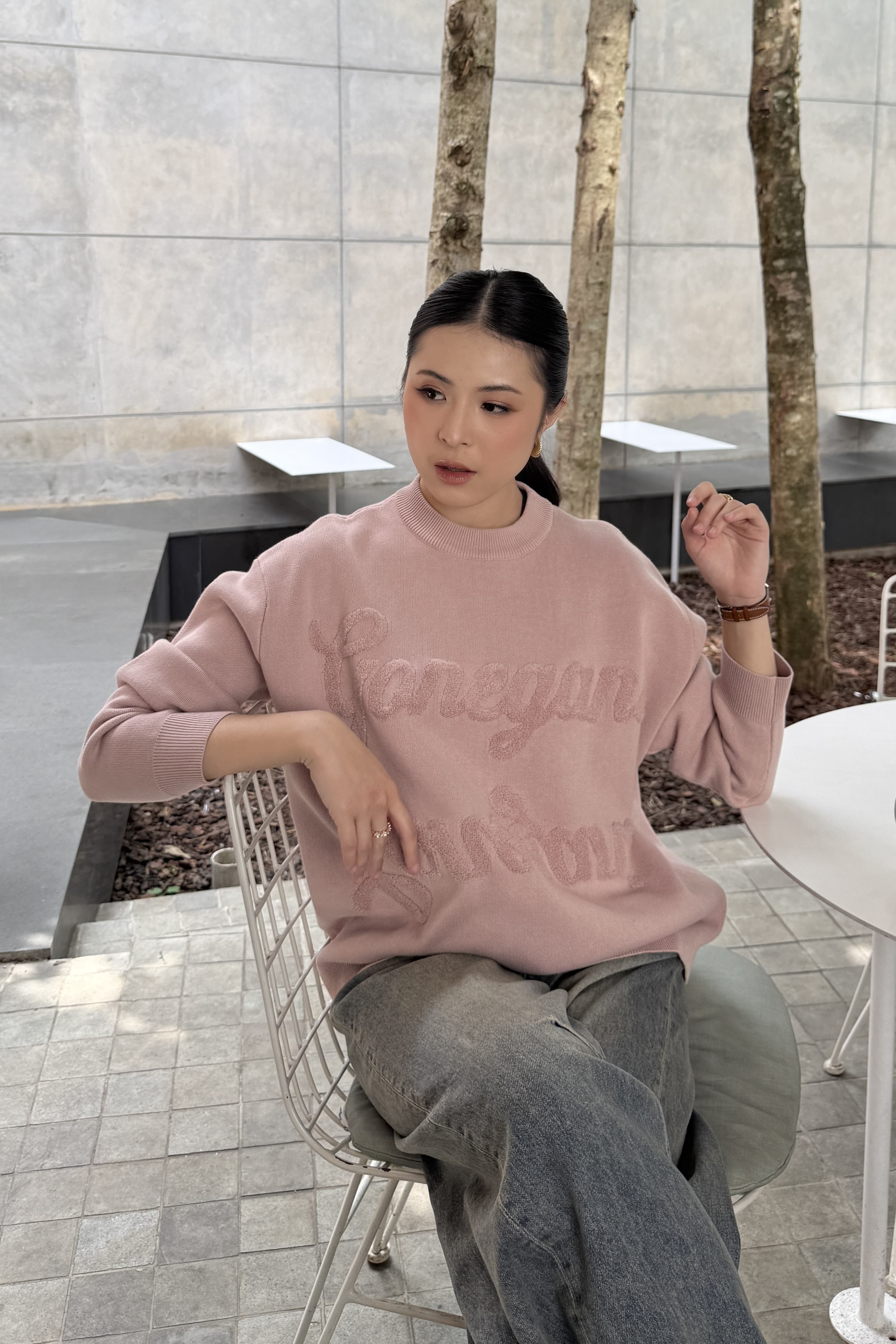 Boxy Sweater - Tea Rose - Sweater Unisex Bahan Cotton Knit Premium