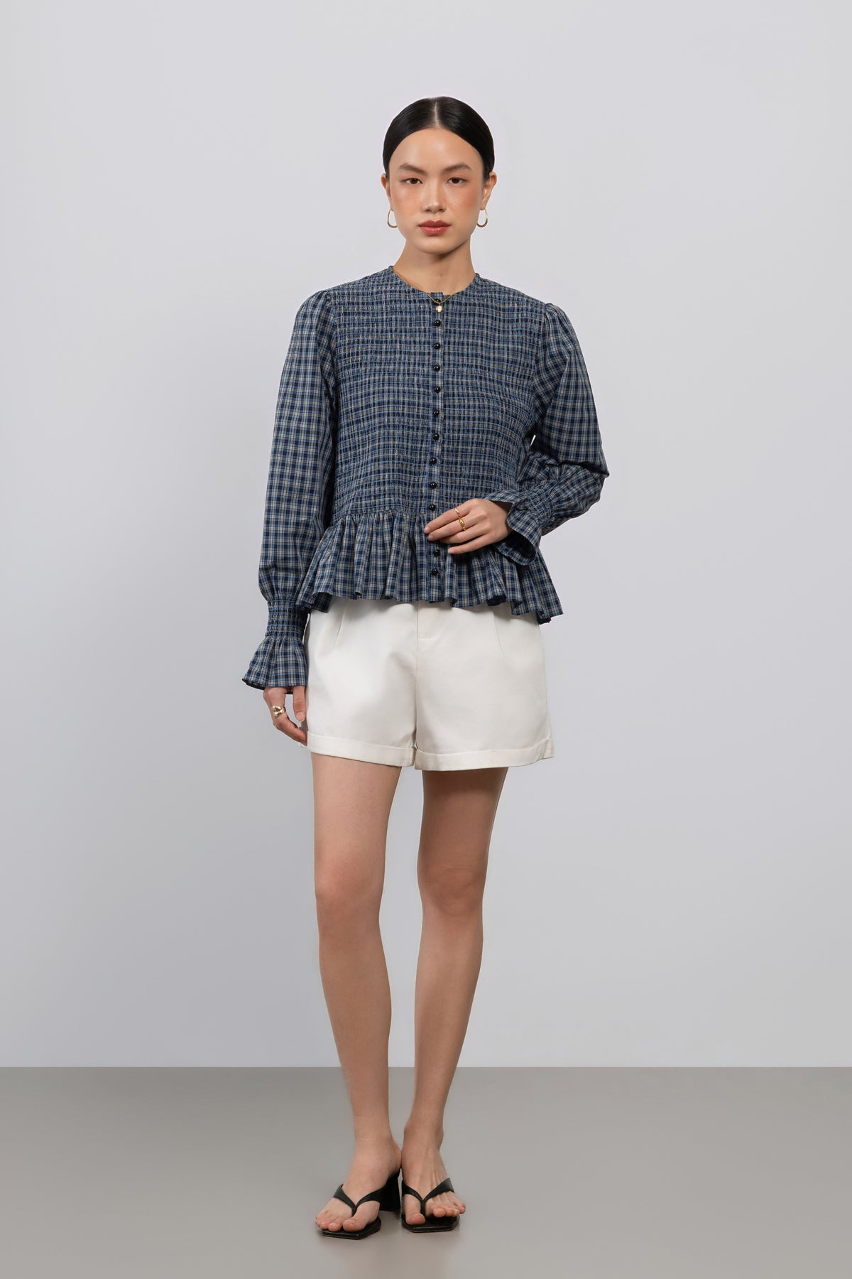 Edith Top – Smocked Peplum Blouse