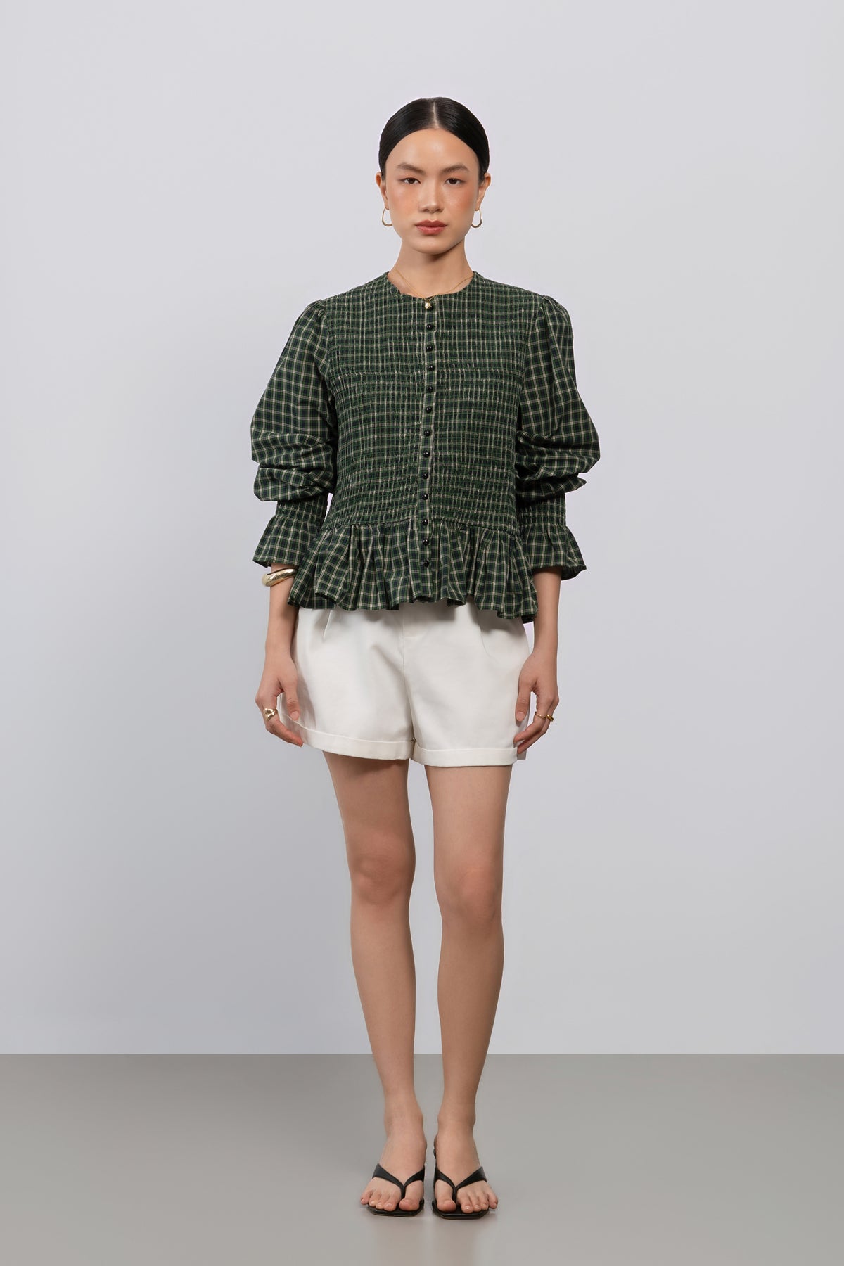 Edith Top – Smocked Peplum Blouse
