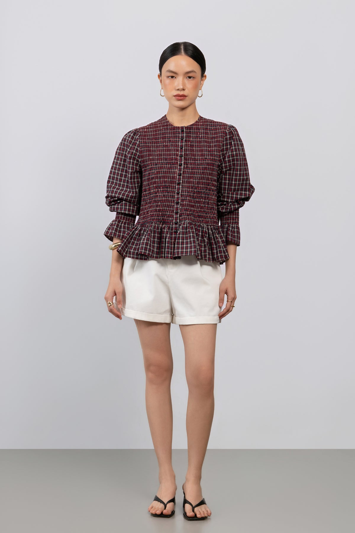 Edith Top – Smocked Peplum Blouse