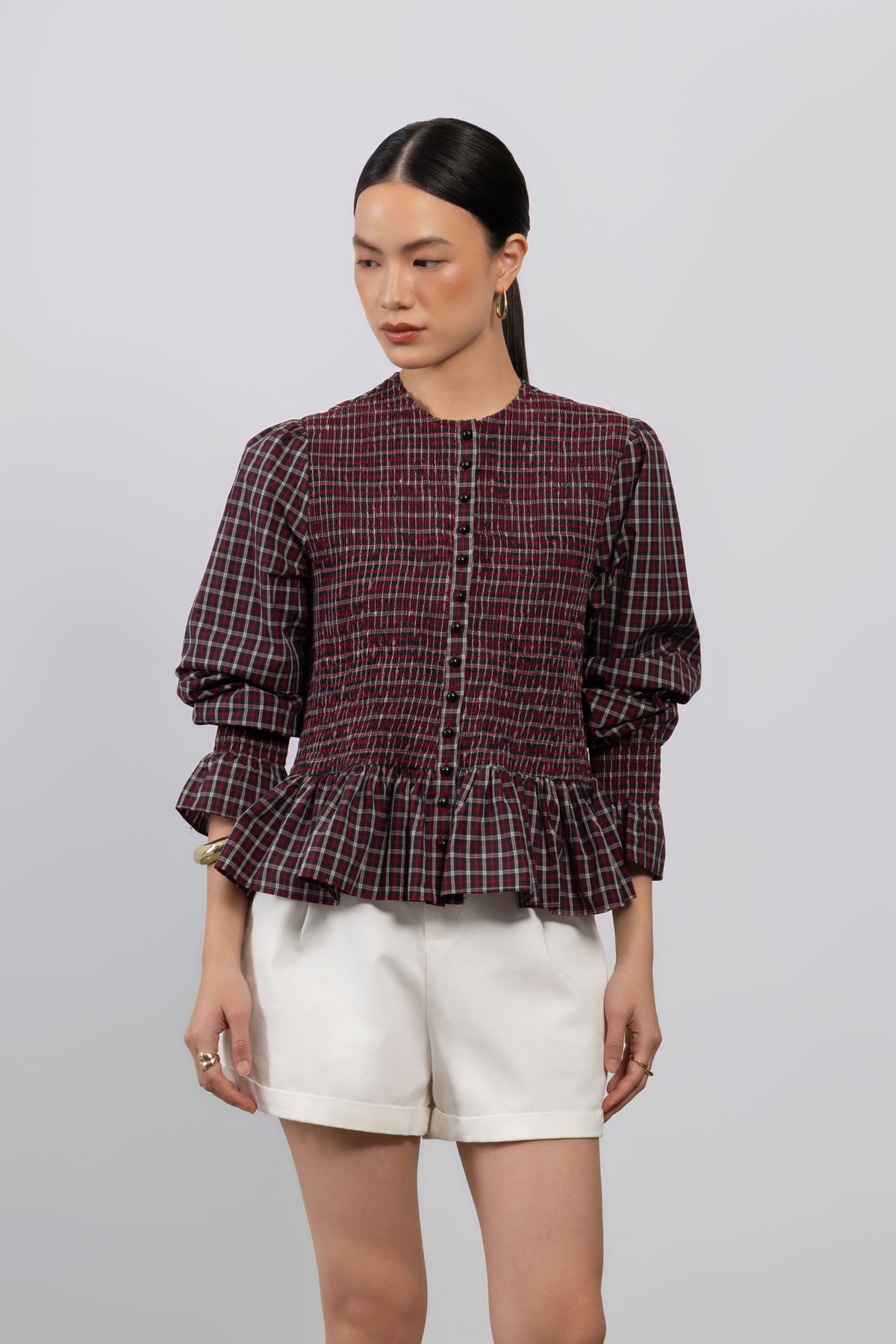 Edith Top – Smocked Peplum Blouse