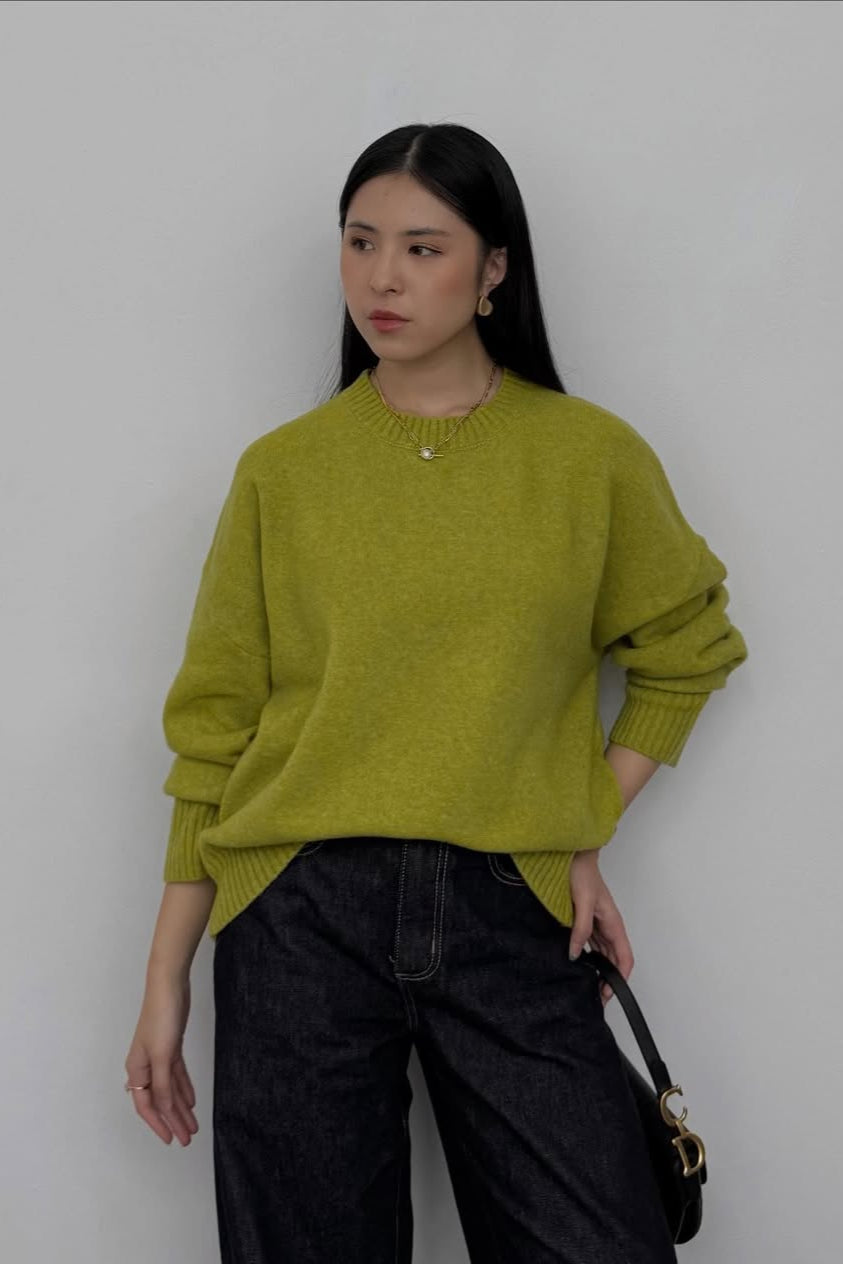 Aigo Sweater - Olive - Atasan Sweater Bahan Wool Wanita Warna Olive