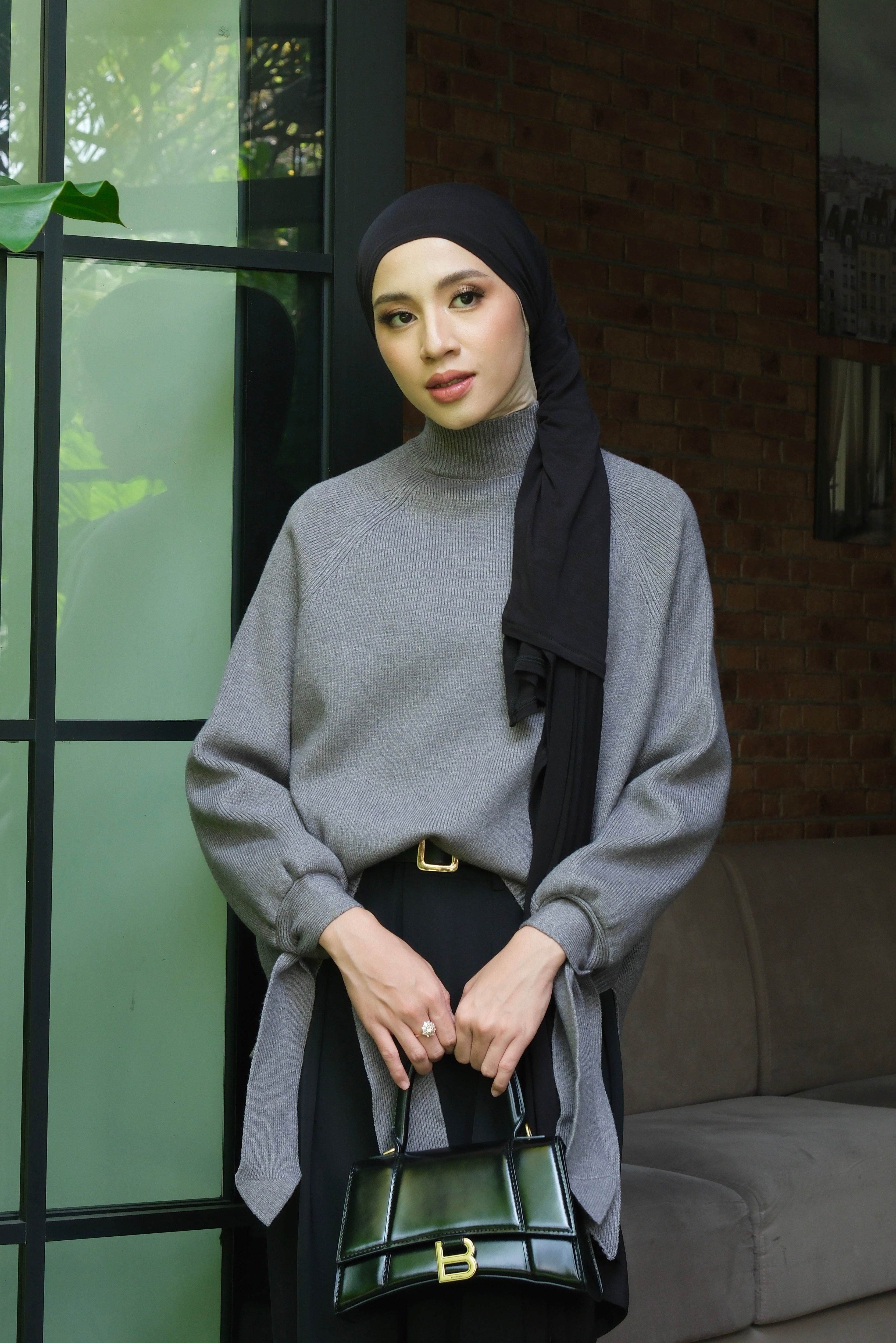 Zara Sweater - Ash Grey - Sweater Turtleneck Wanita Bahan Knit