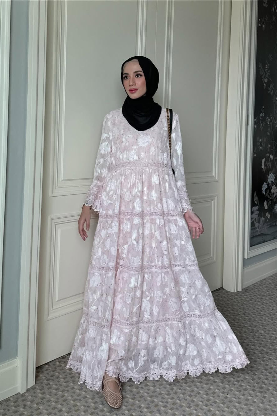 Jangmi Dress - Dress Motif Bunga Bahan Ceruti full Furing