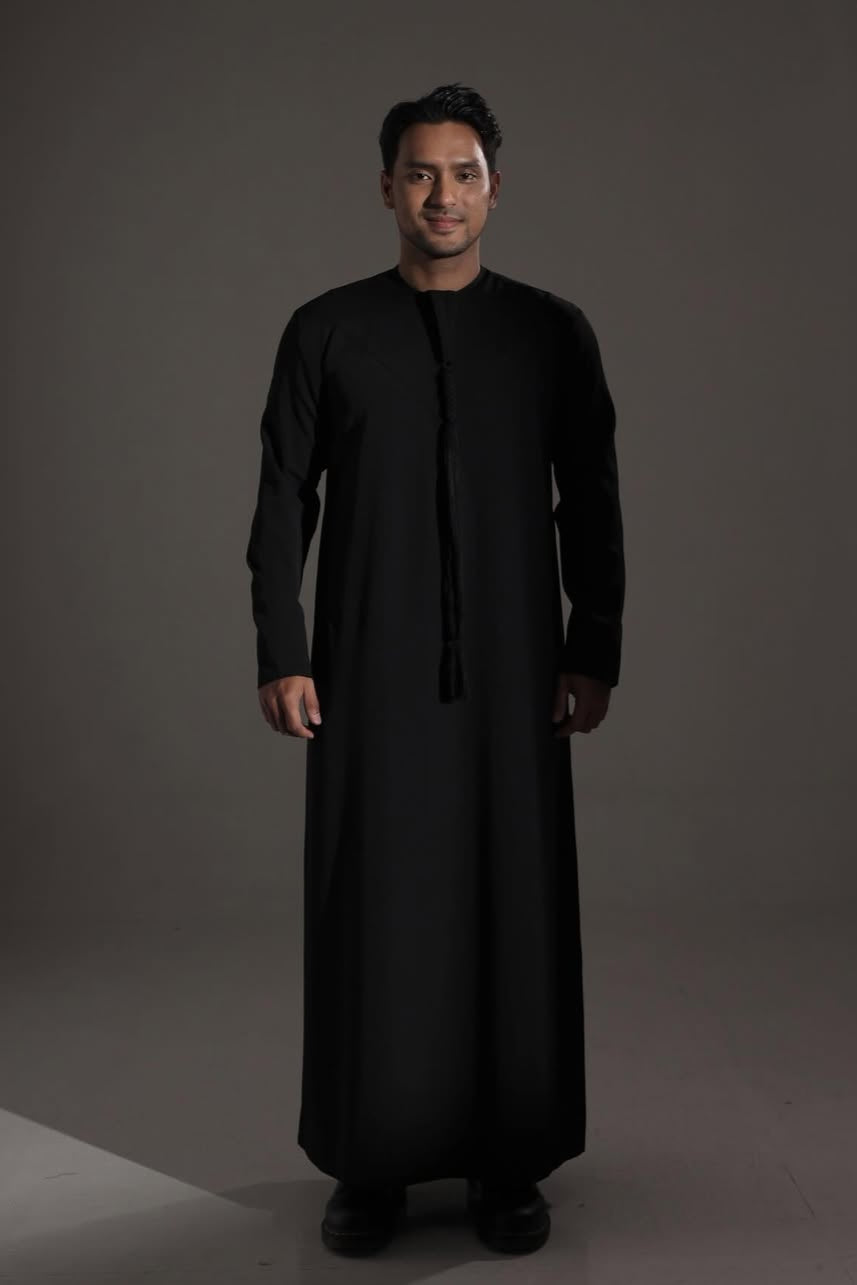 Djibo Thobe - Black - Gamis Pria Modern Premium Original