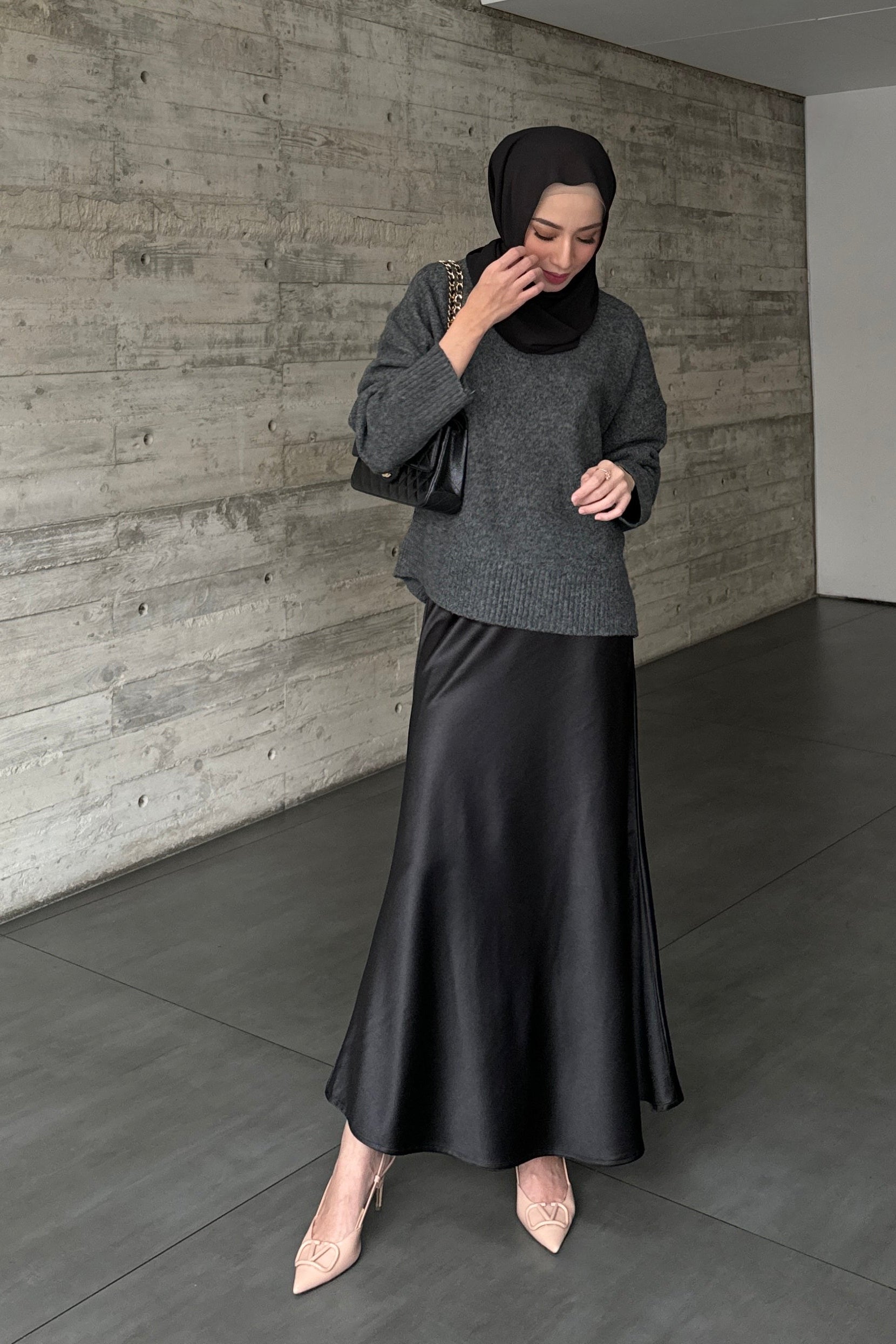 Vaia Skirt - Black - Rok Wanita Panjang Shimmer