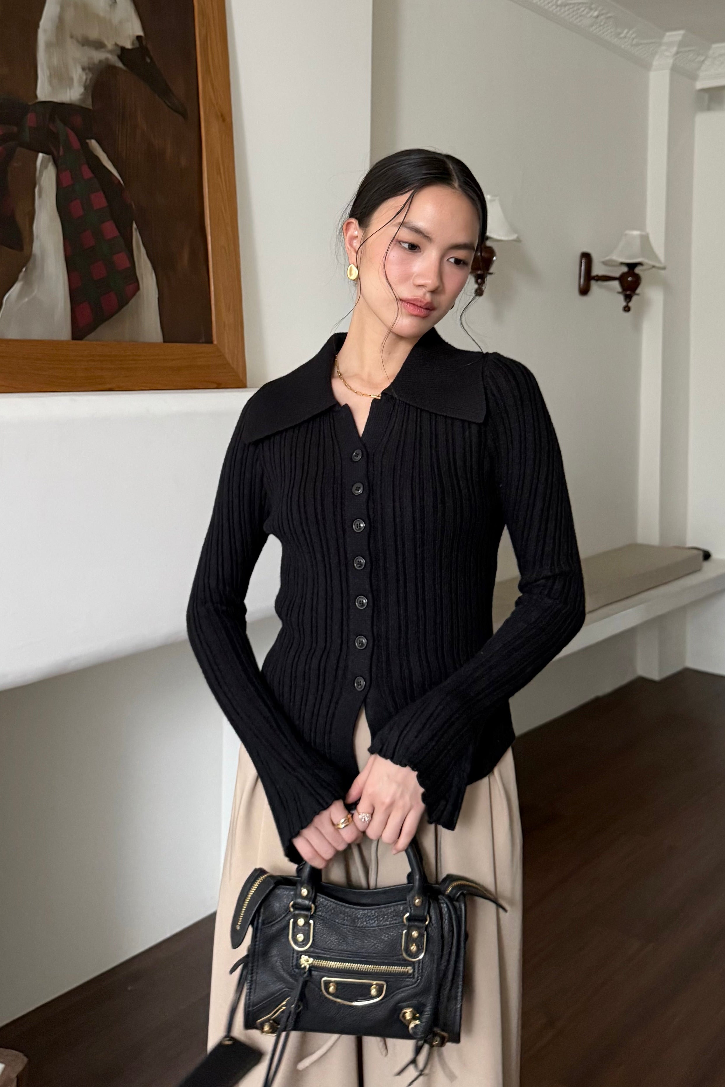 Kimi Sweater - Atasan Sweater Wanita Berkerah Trendy Bahan Knit