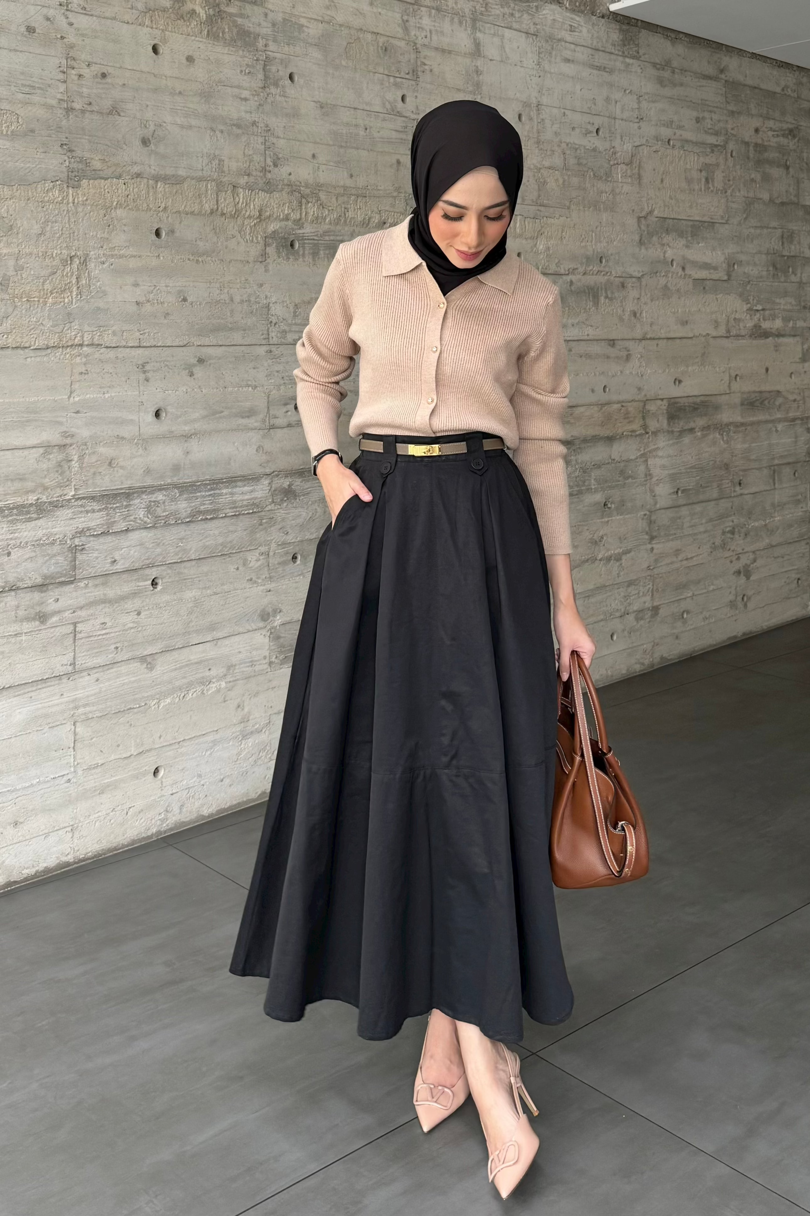 Nami Skirt - Black - Rok Panjang Wanita Bahan Cotton - BT1560060