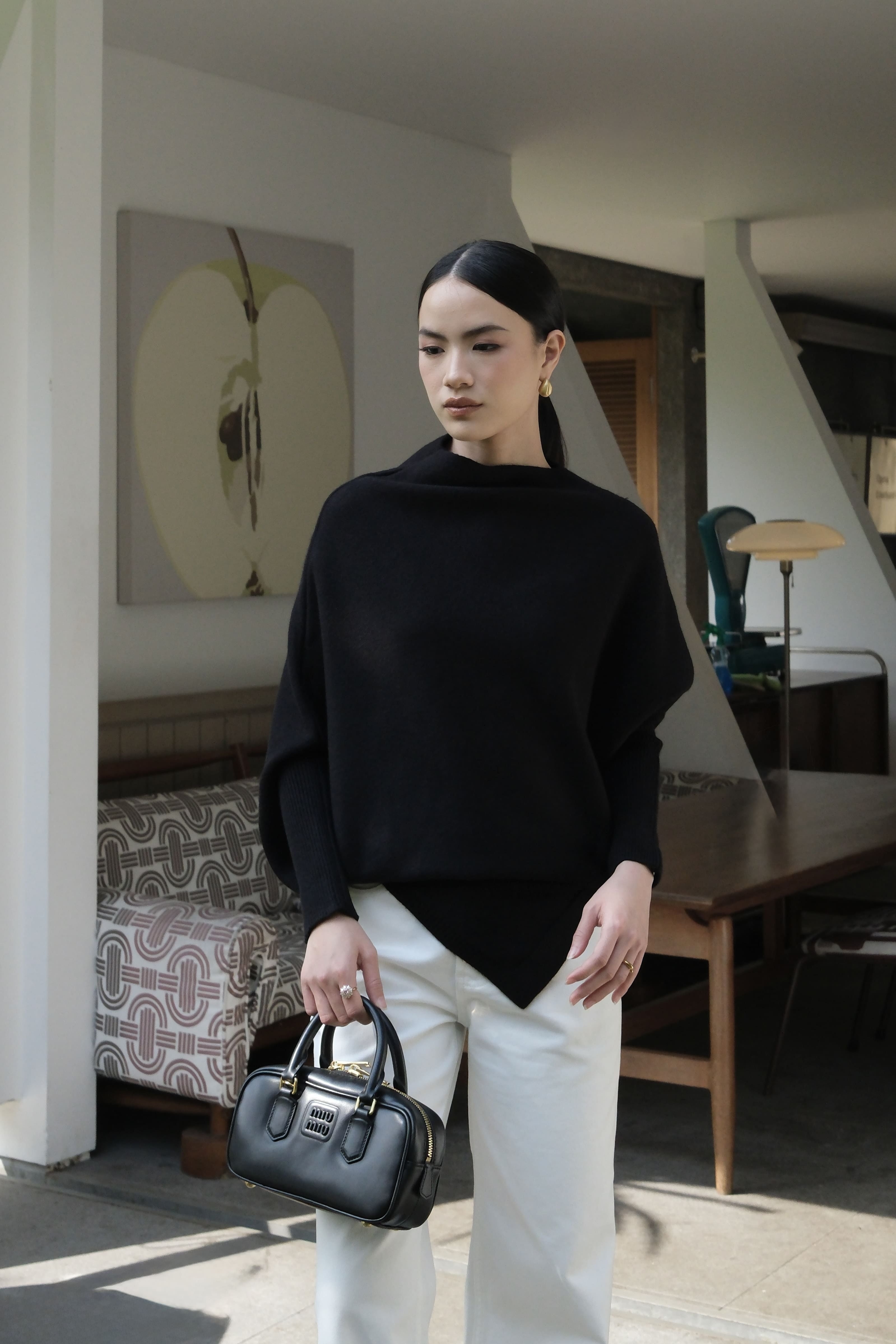 Slit Batwing Sweater - Atasan Rajut Wanita Model Elegan & Comfy