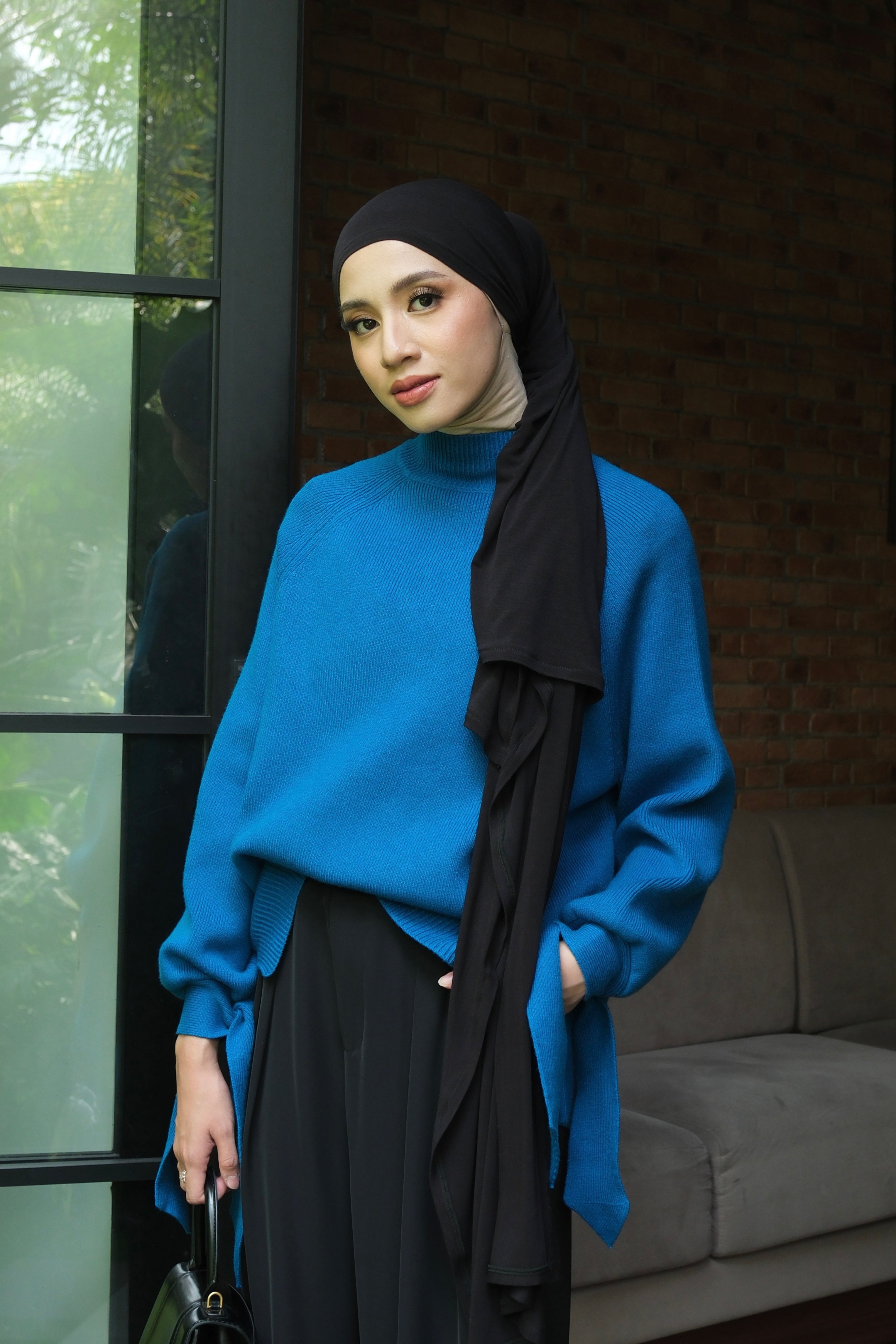 Zara Sweater - Blue Electric - Sweater Turtleneck Wanita Bahan Knit