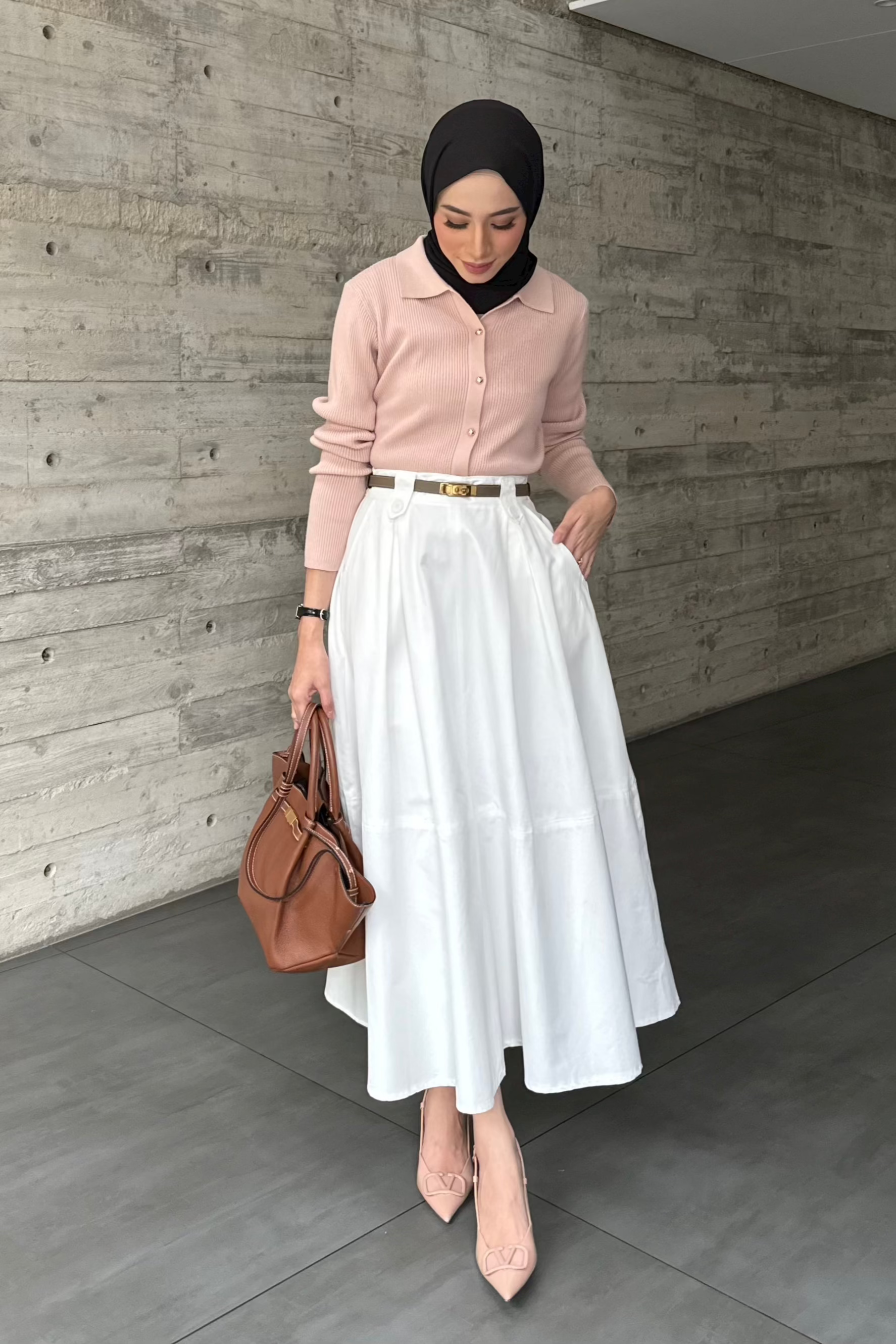 Nami Skirt - Broken White - Rok Panjang Wanita Bahan Cotton - BT1560070